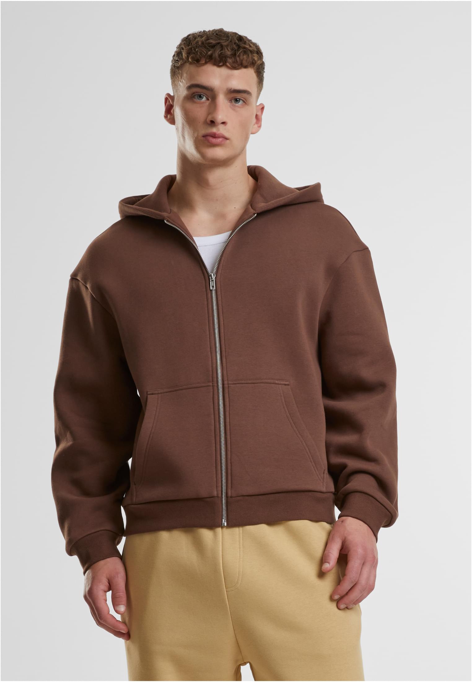 Fluffy Zip Hoody | chocolatebrown