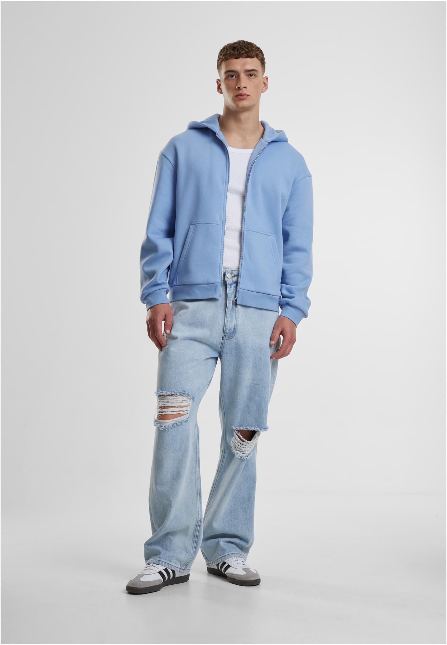 Fluffy Zip Hoody | powderblue