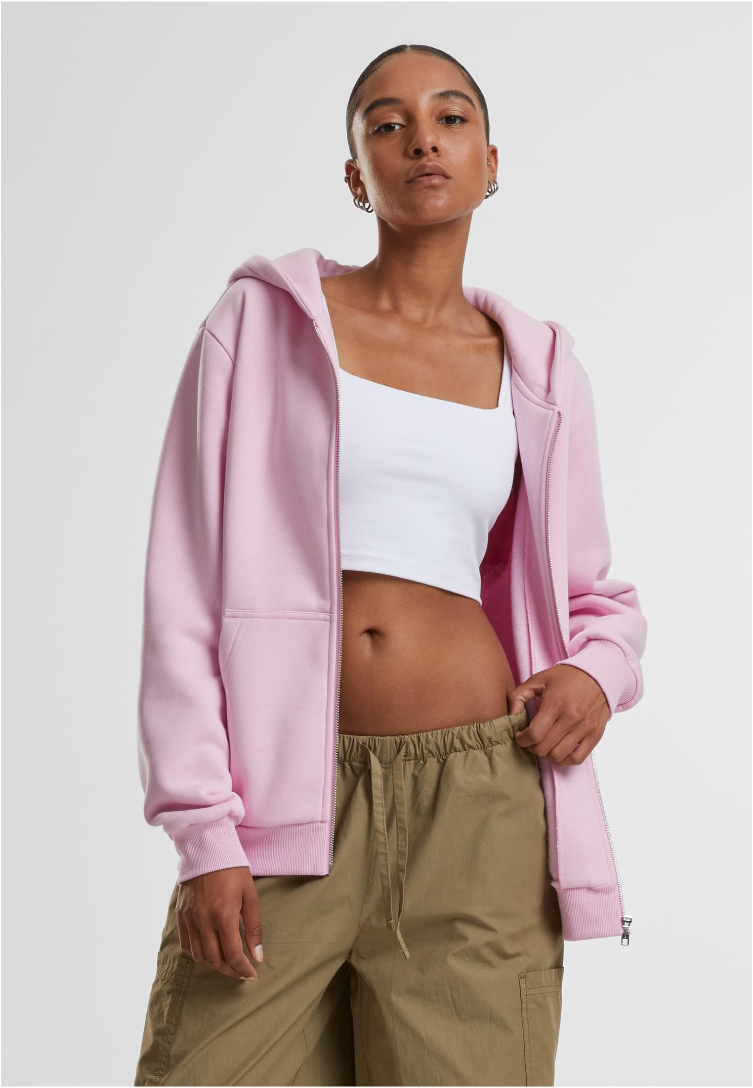 Ladies Fluffy Zip Hoody | softpink