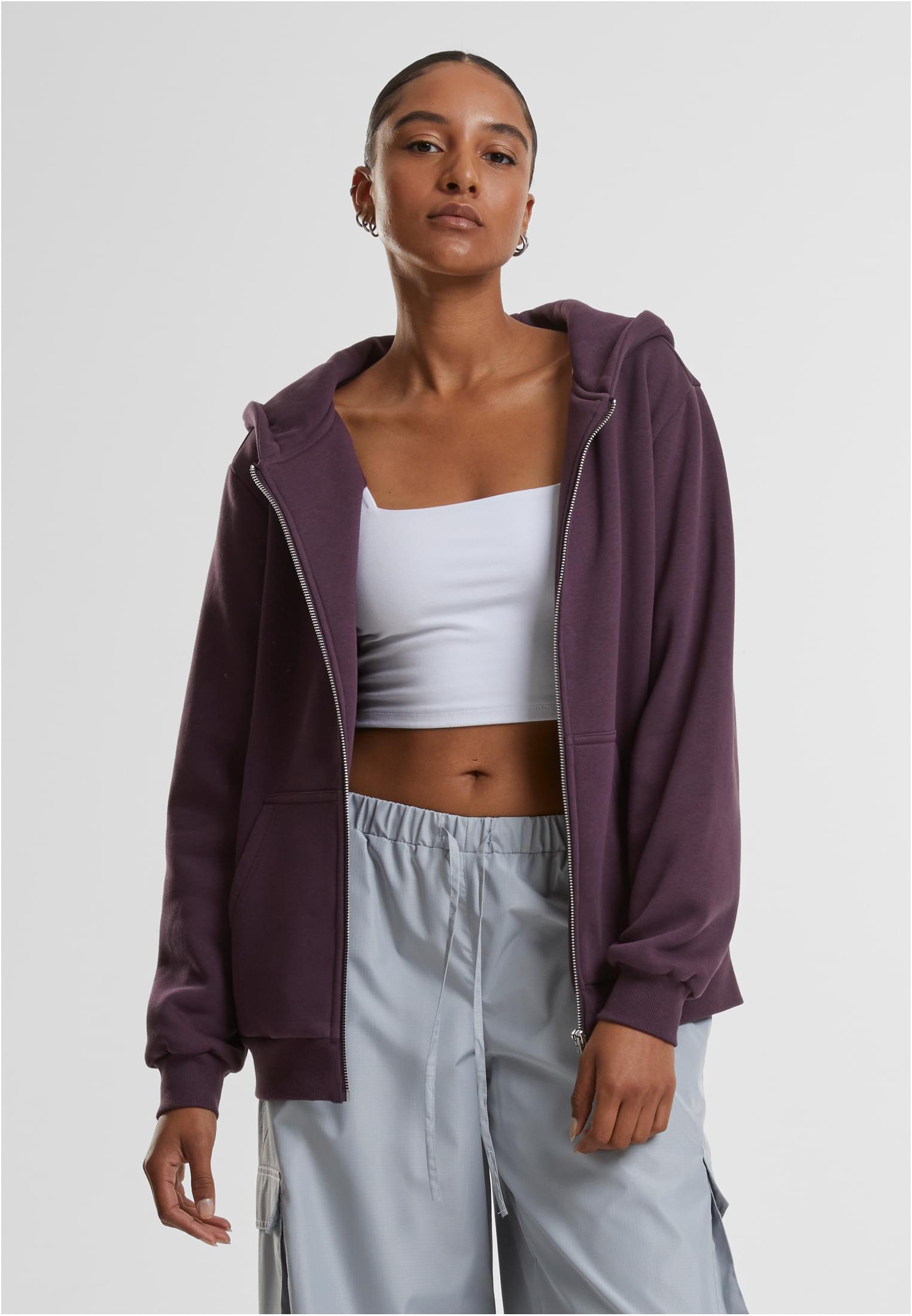 Ladies Fluffy Zip Hoody | plumpurple