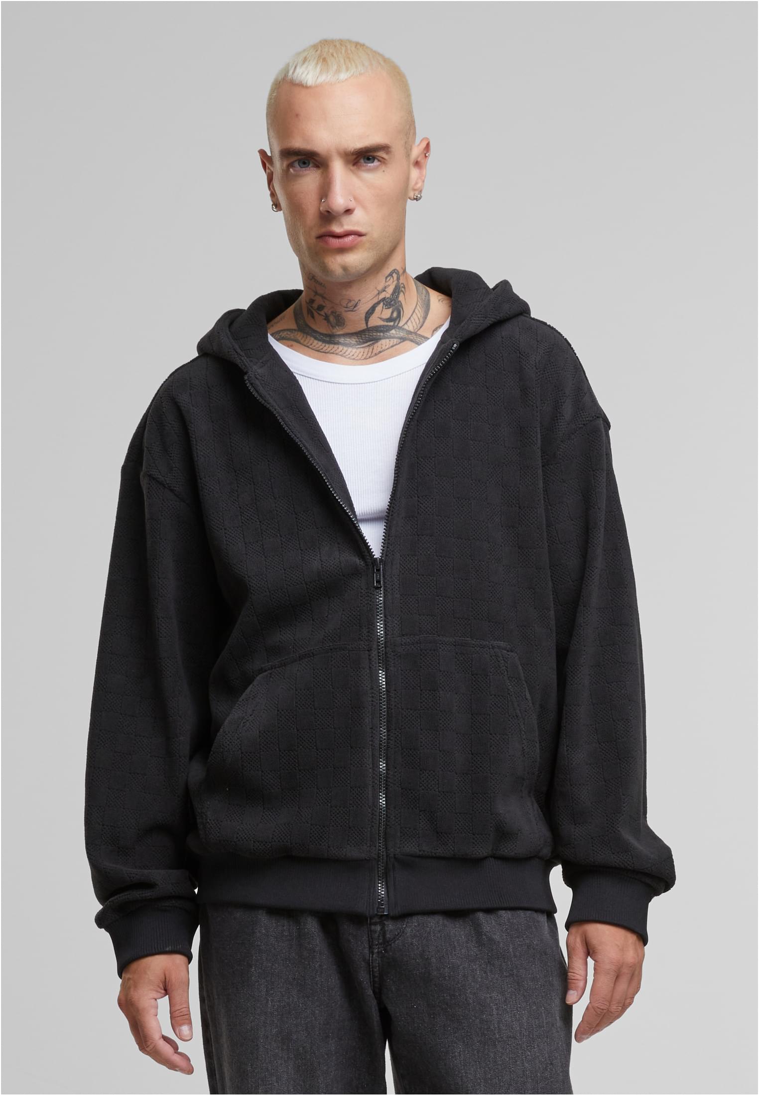 Jaquard Velvet Zip-Hoody | black