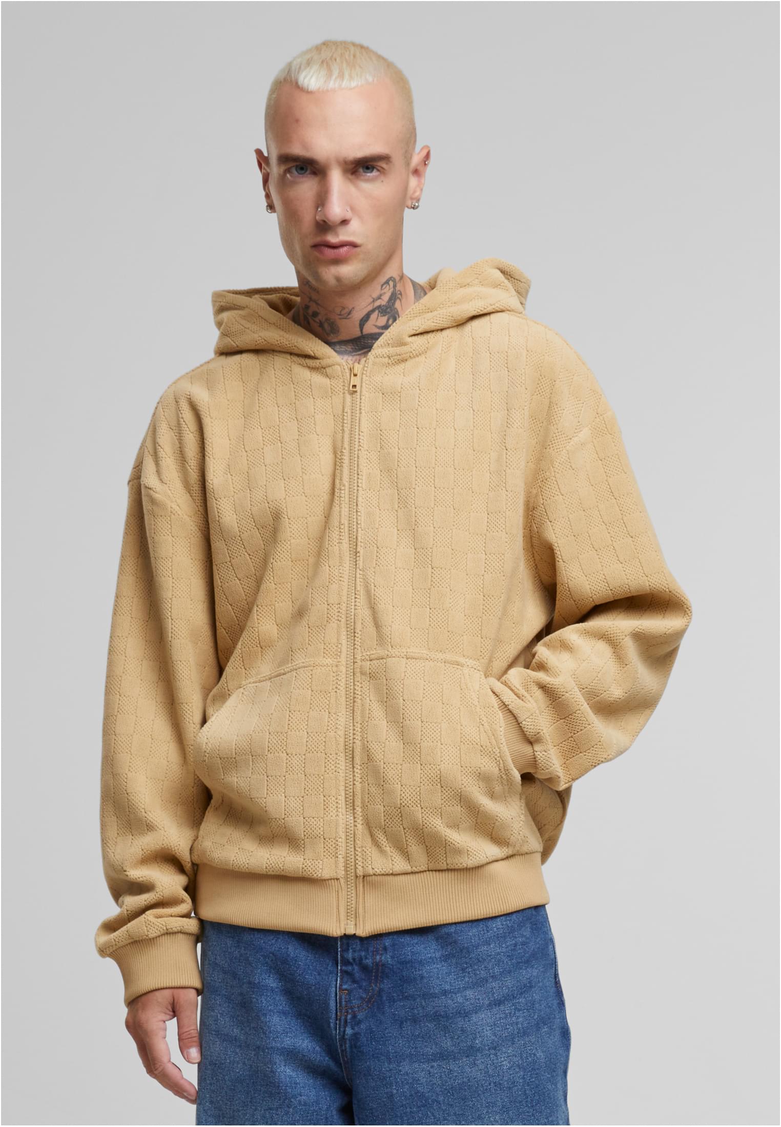 Jaquard Velvet Zip-Hoody | unionbeige