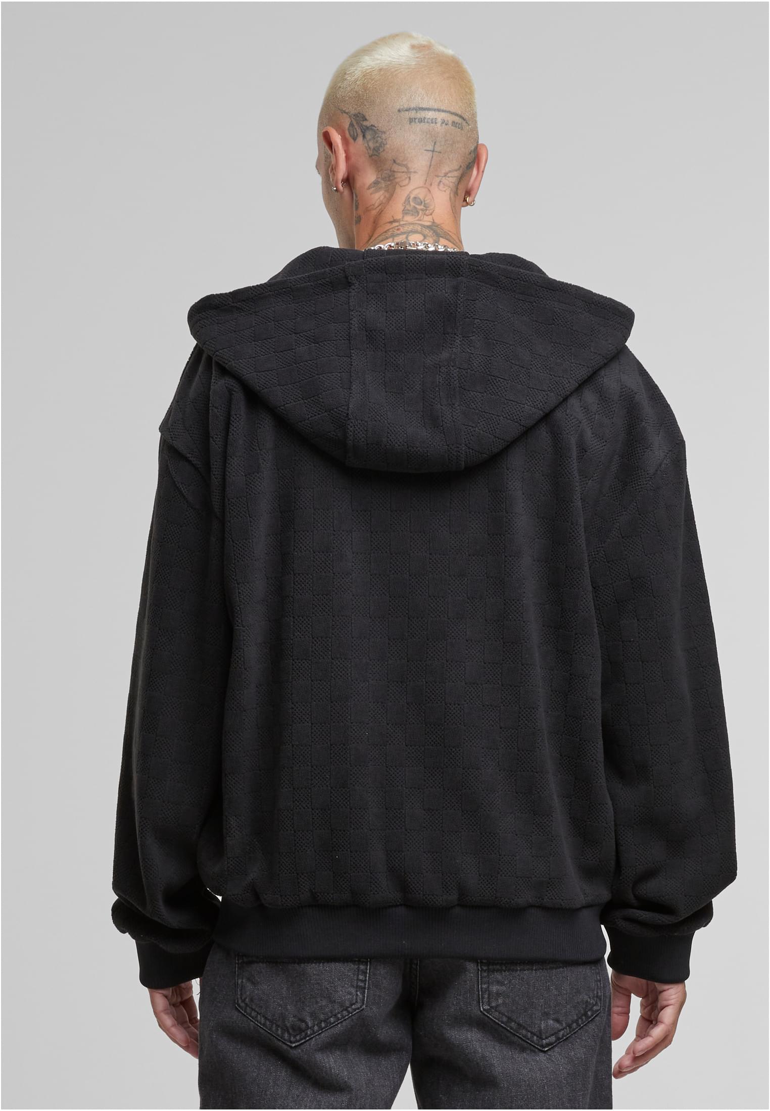 Jaquard Velvet Zip-Hoody | black