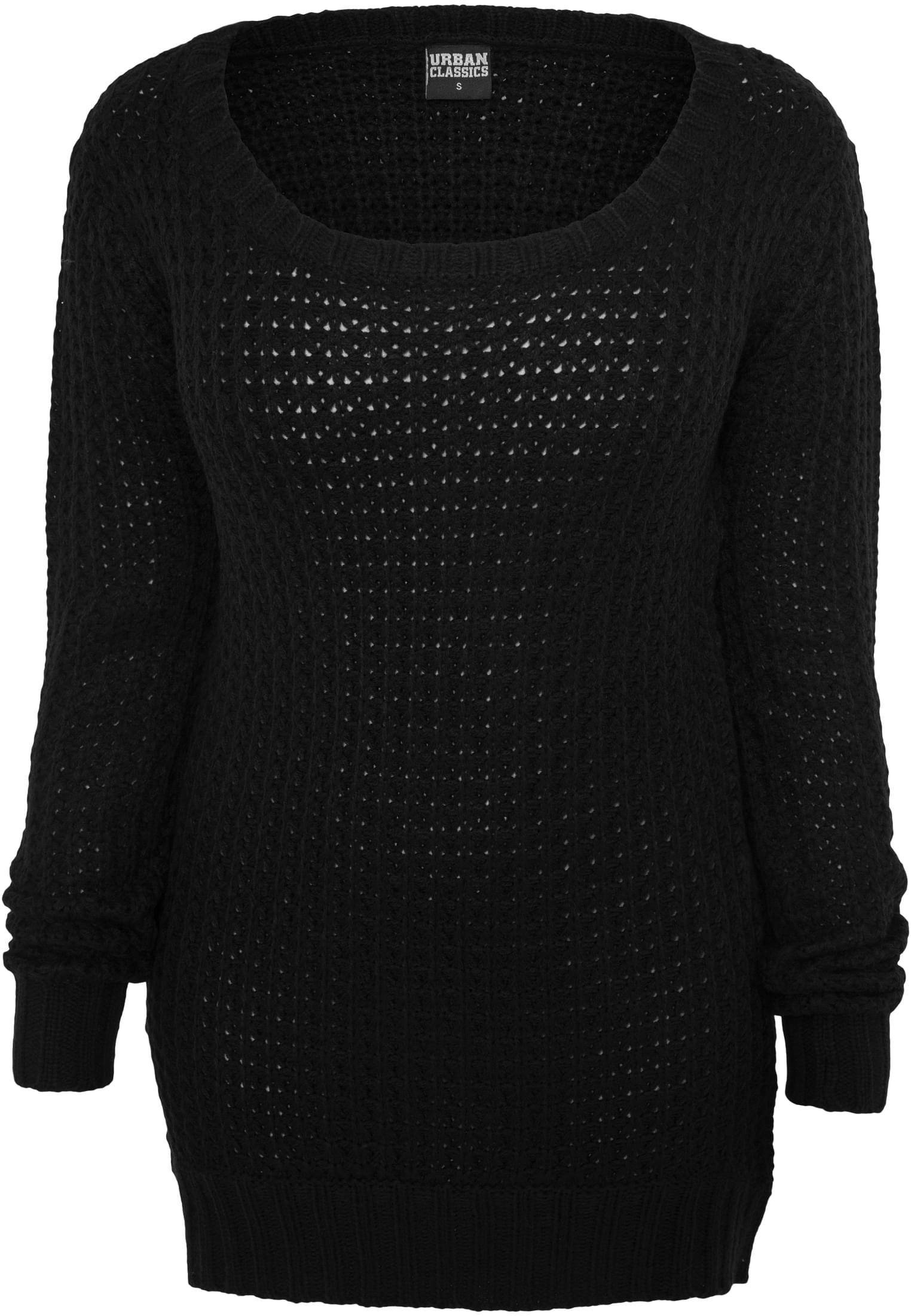 Ladies Long Wideneck Sweater | black