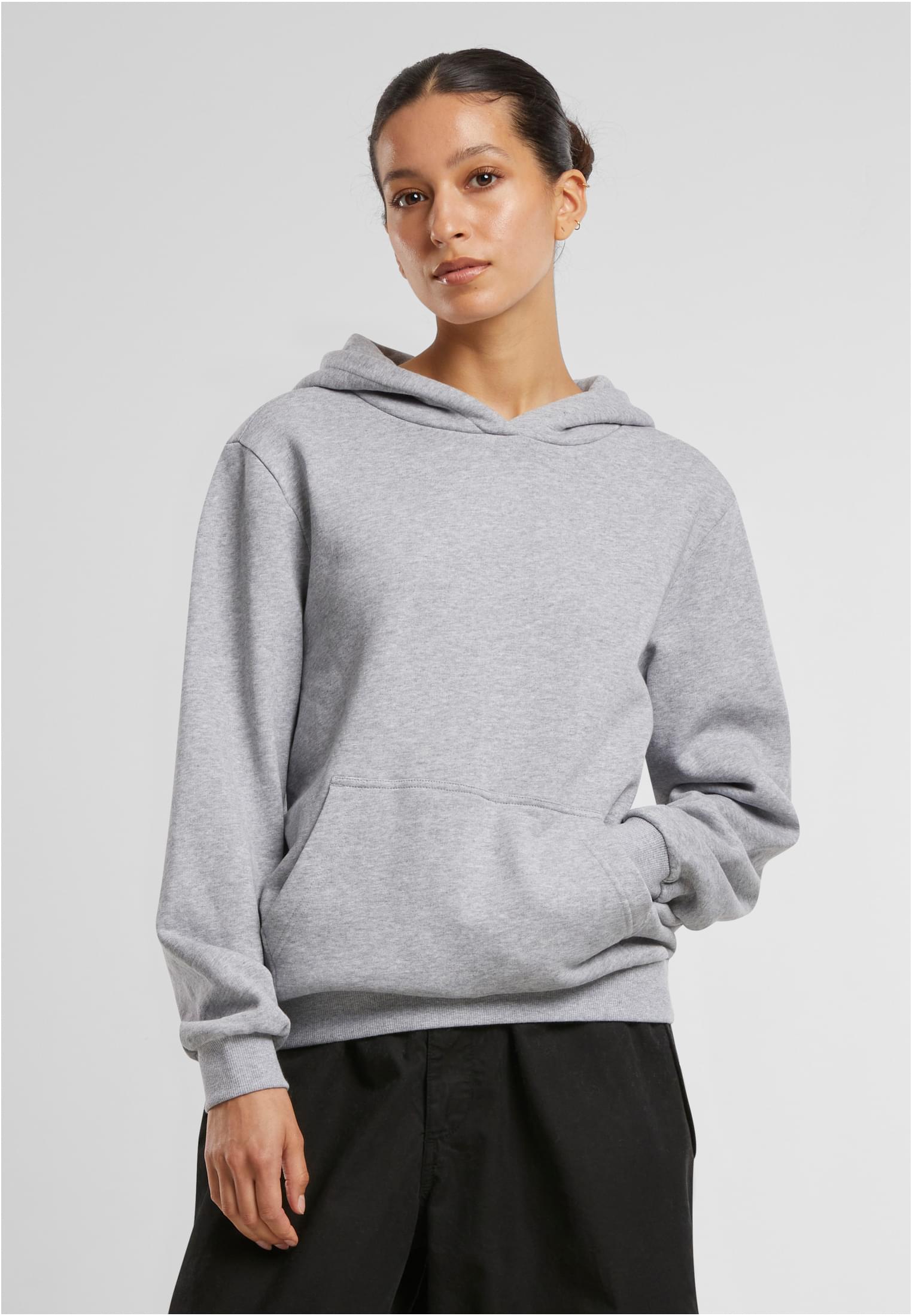 Ladies Organic Loose Brushed Fleece Hoody | melange