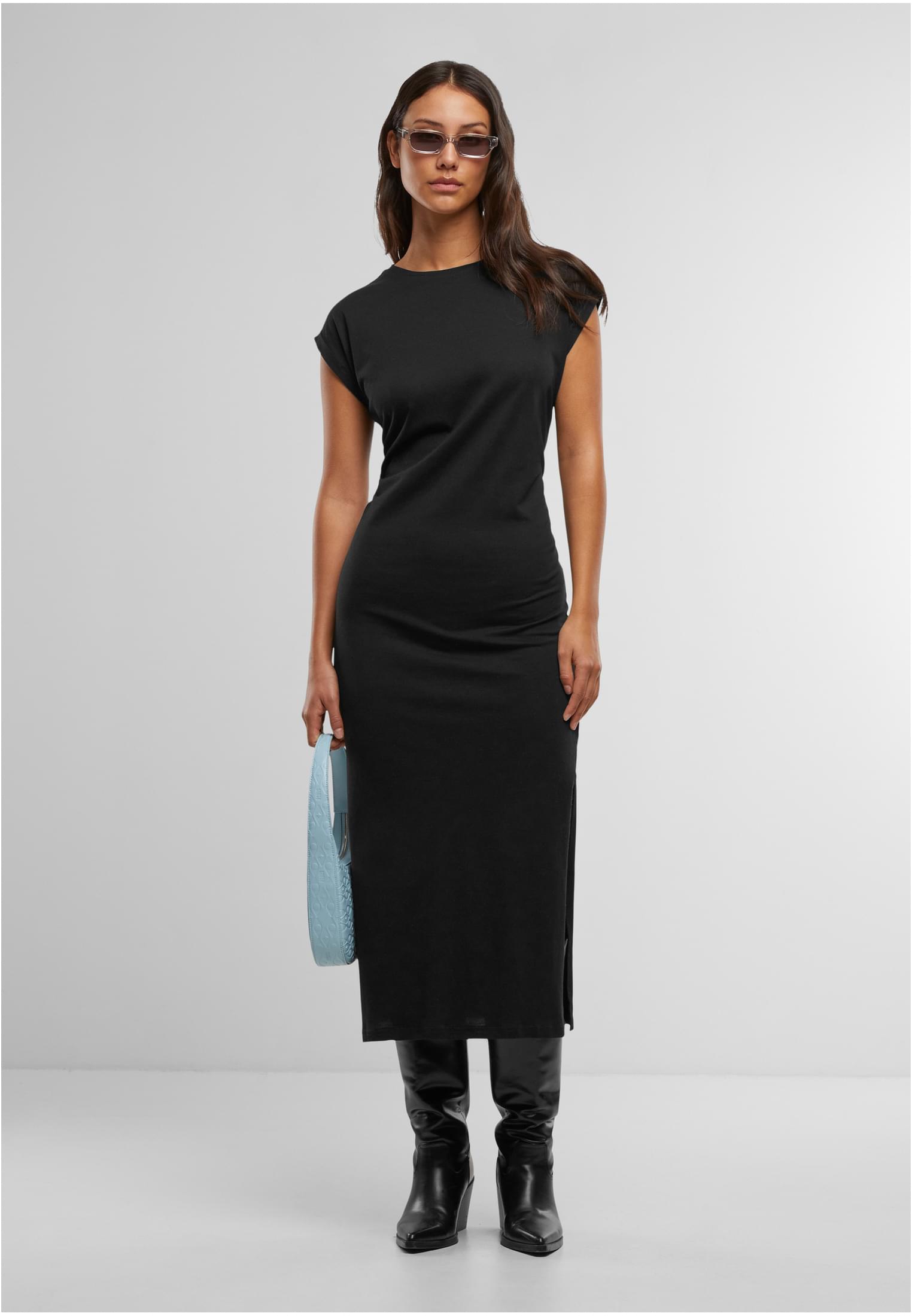 Ladies Viscose Extended Shoulder Dress | black