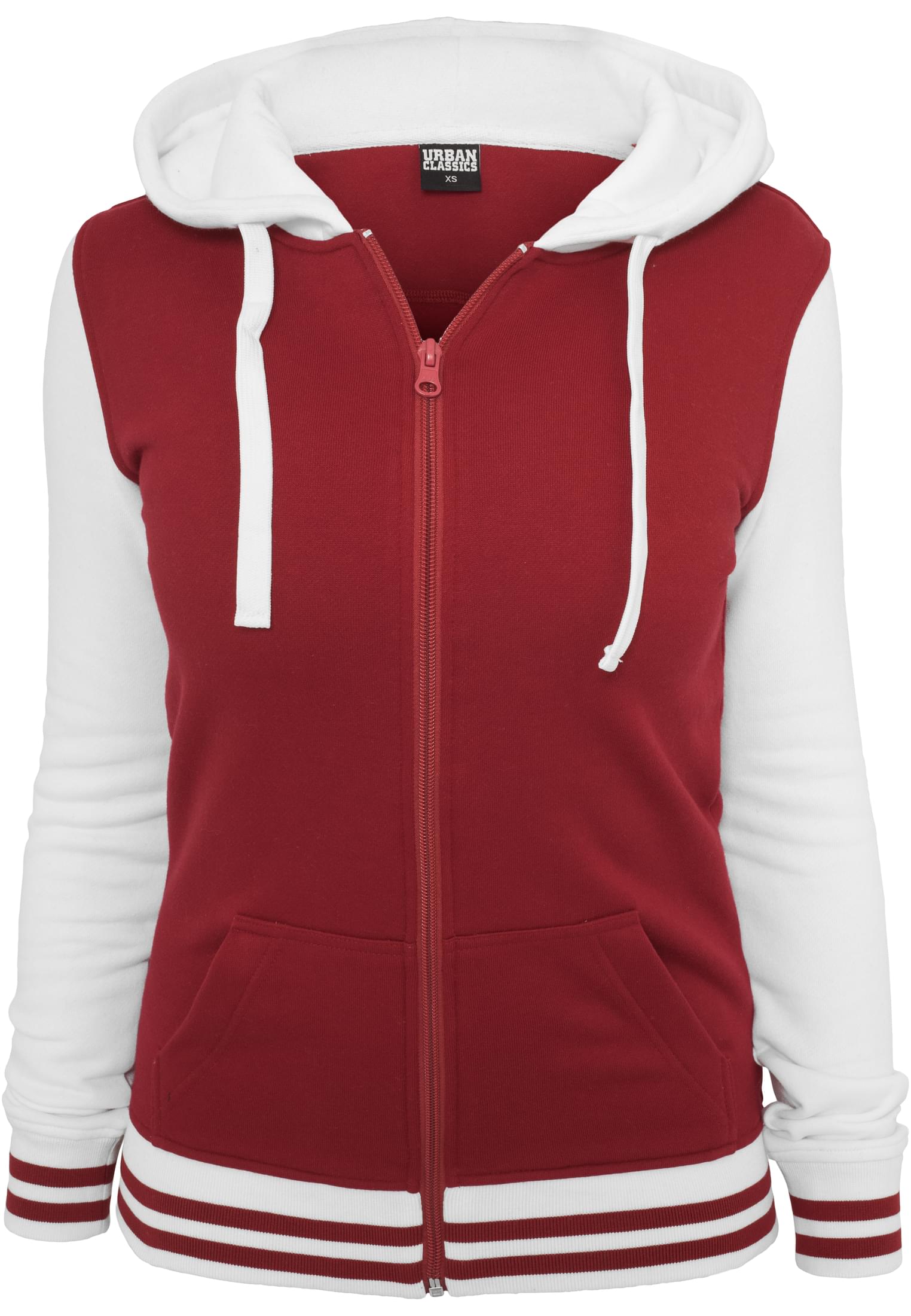 Ladies 2-Tone College Zip Hoody | ruby/wht