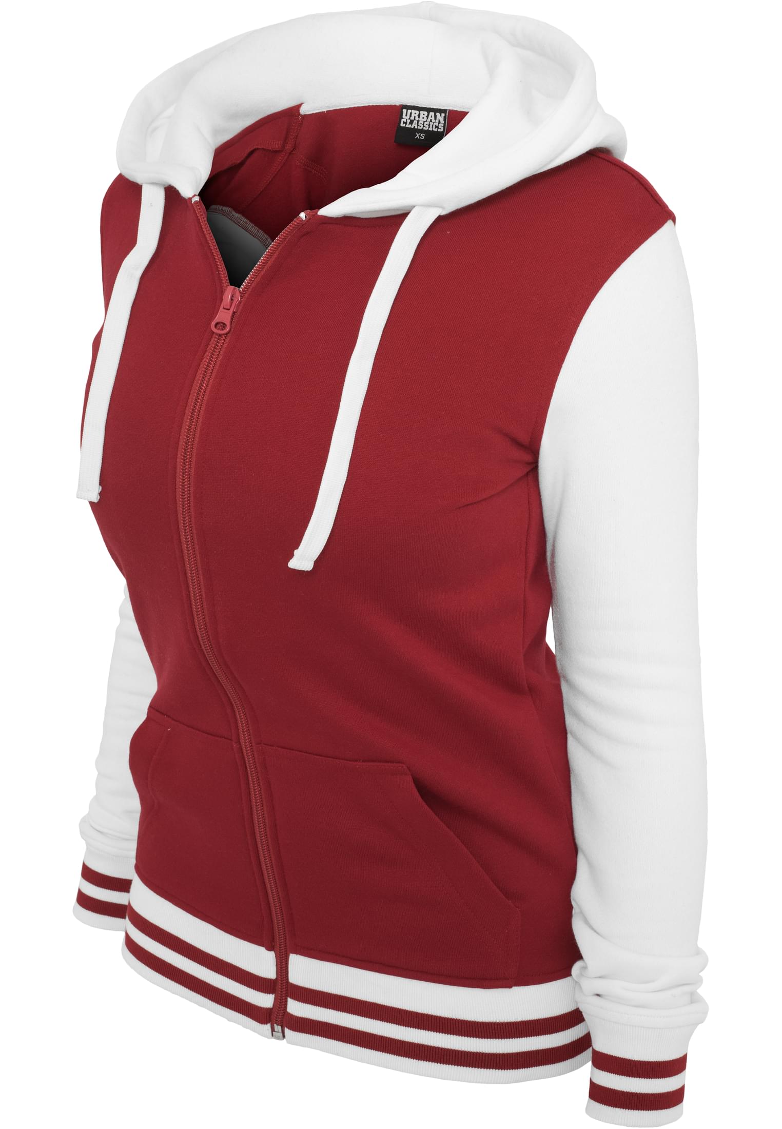 Ladies 2-Tone College Zip Hoody | ruby/wht