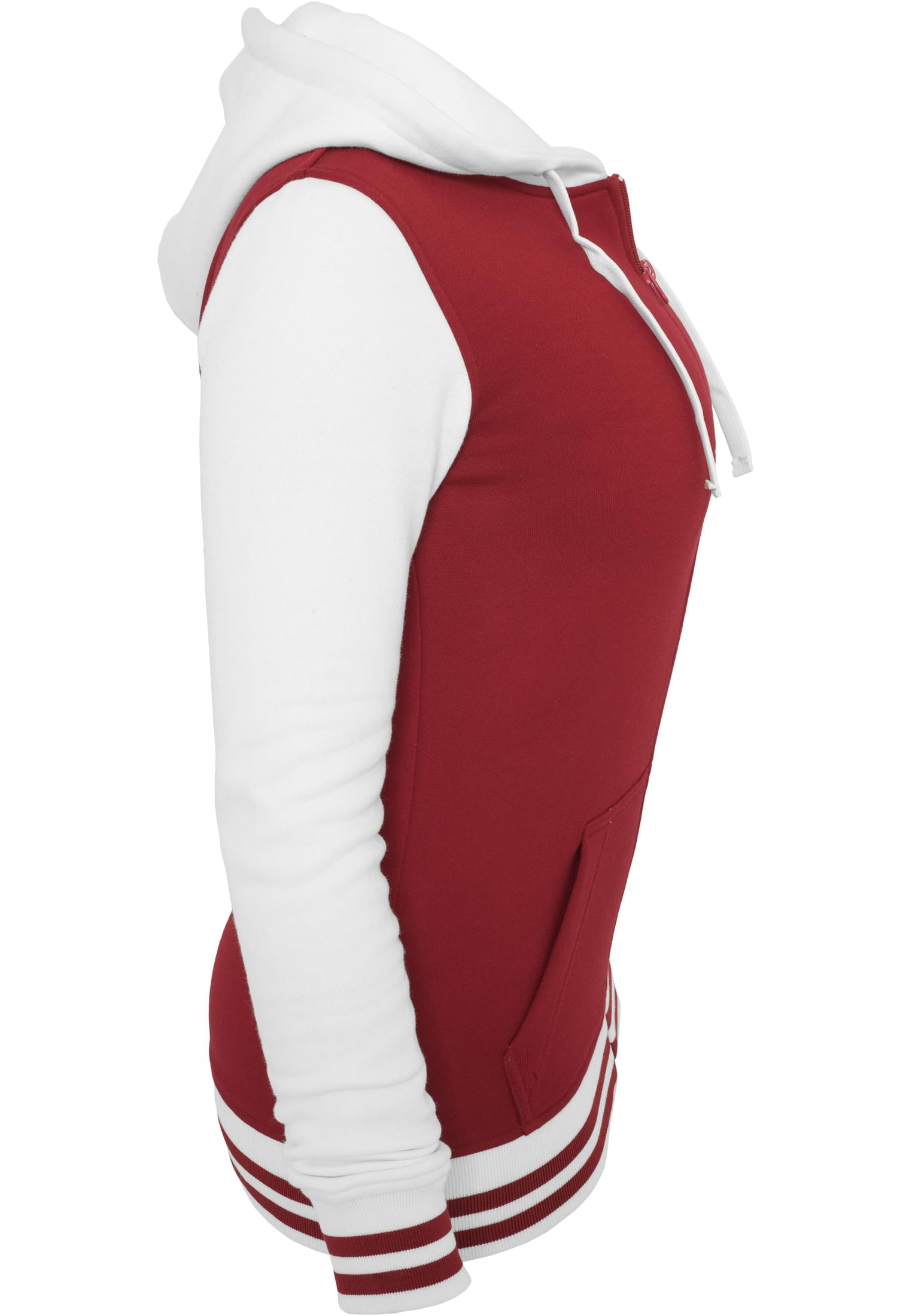 Ladies 2-Tone College Zip Hoody | ruby/wht