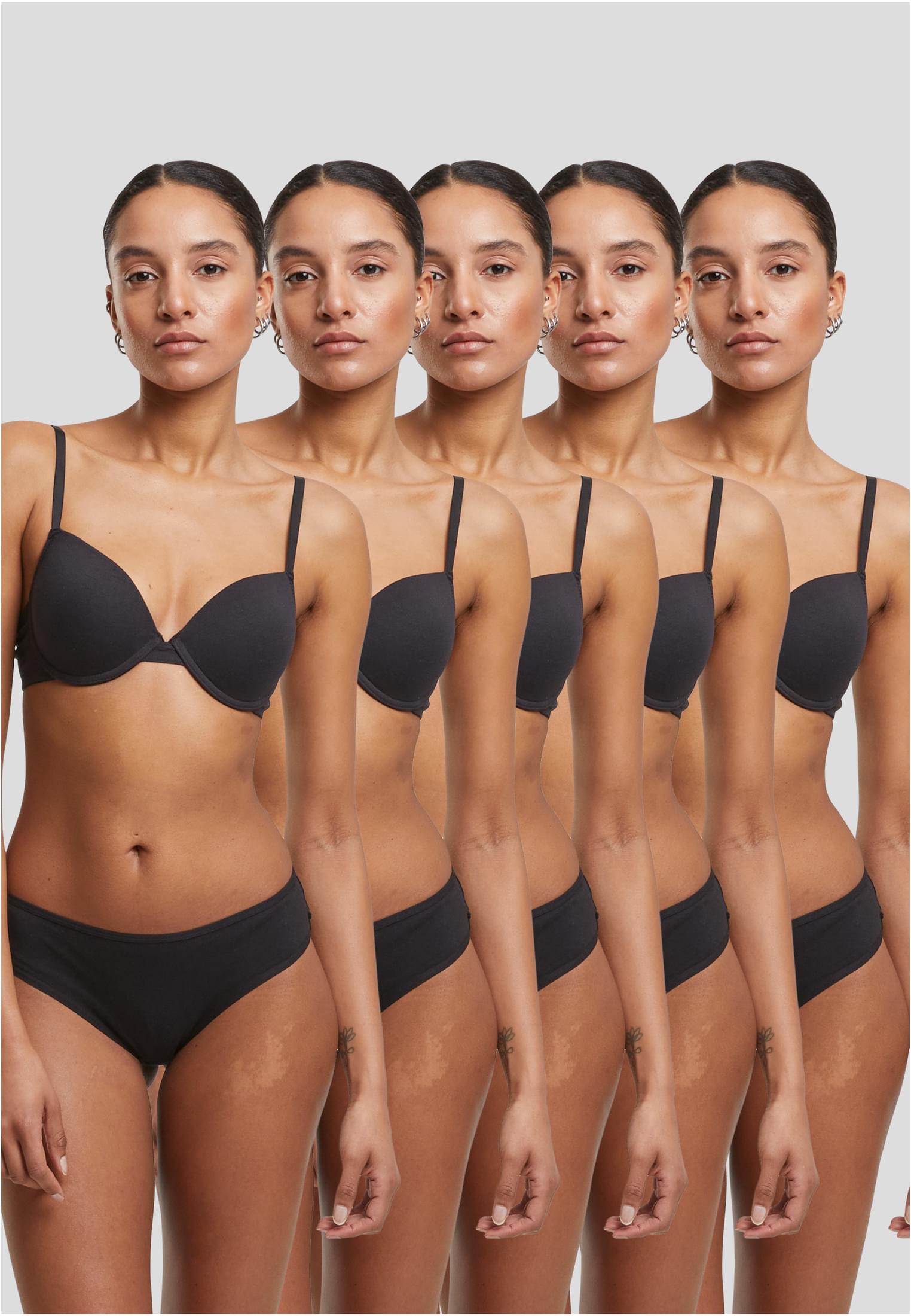 Ladies Basic Cotton Brazilian 5-Pack | black+black+black+black+black