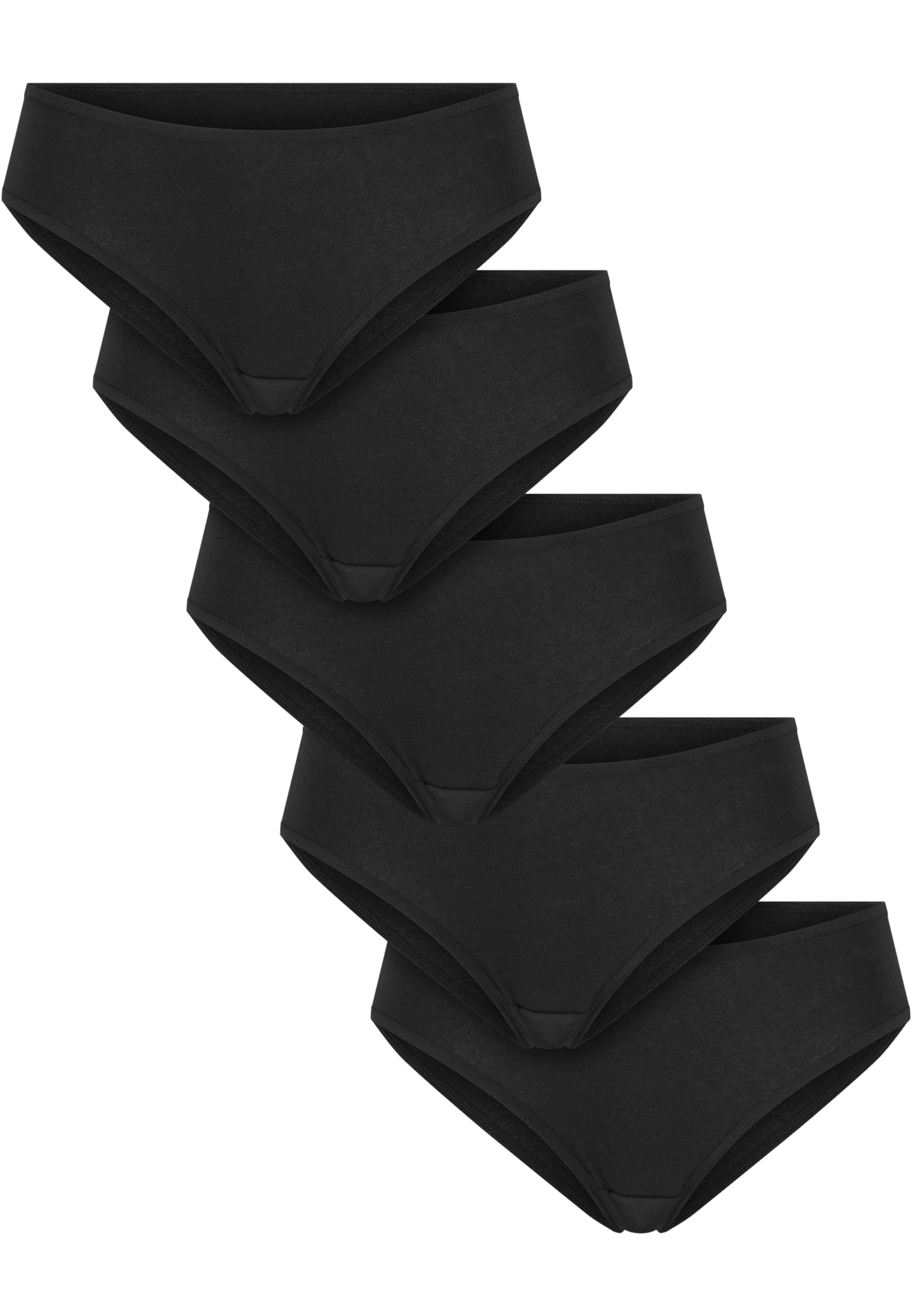 Ladies Basic Cotton Brazilian 5-Pack | black+black+black+black+black