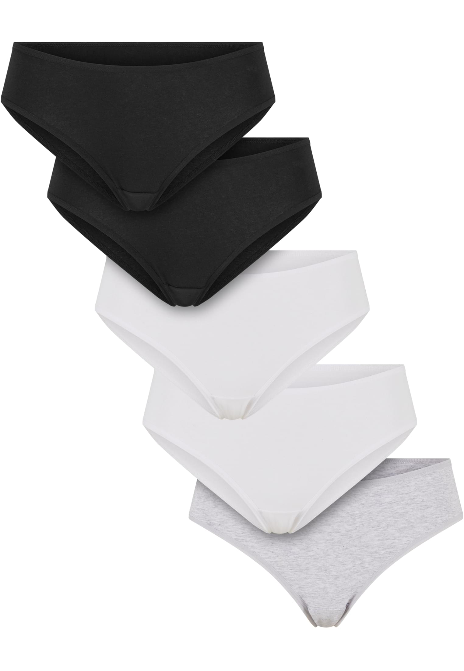 Ladies Basic Cotton Brazilian 5-Pack | black+black+white+white+heathergrey