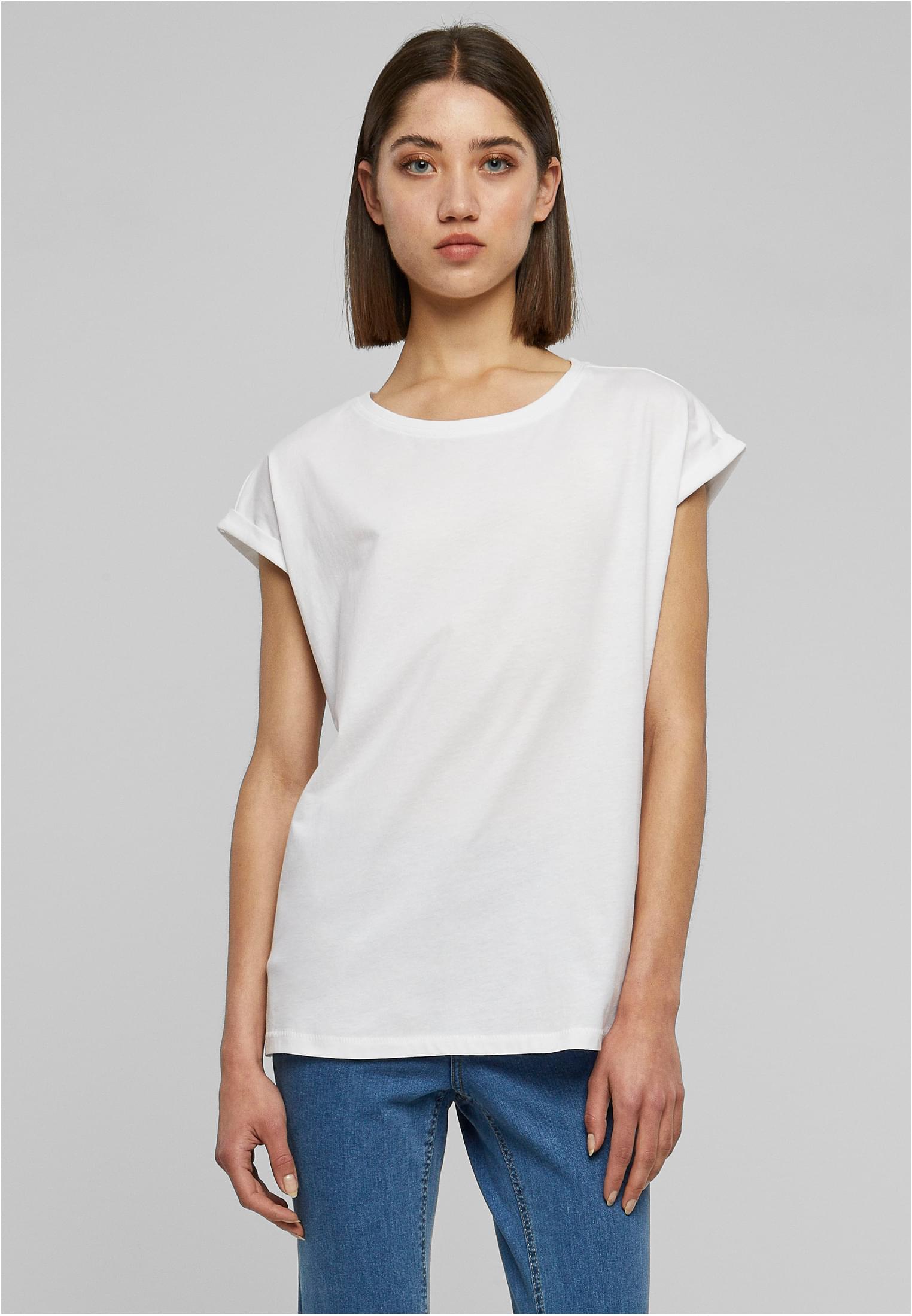 Ladies Extended Shoulder Tee 2-Pack | white+white