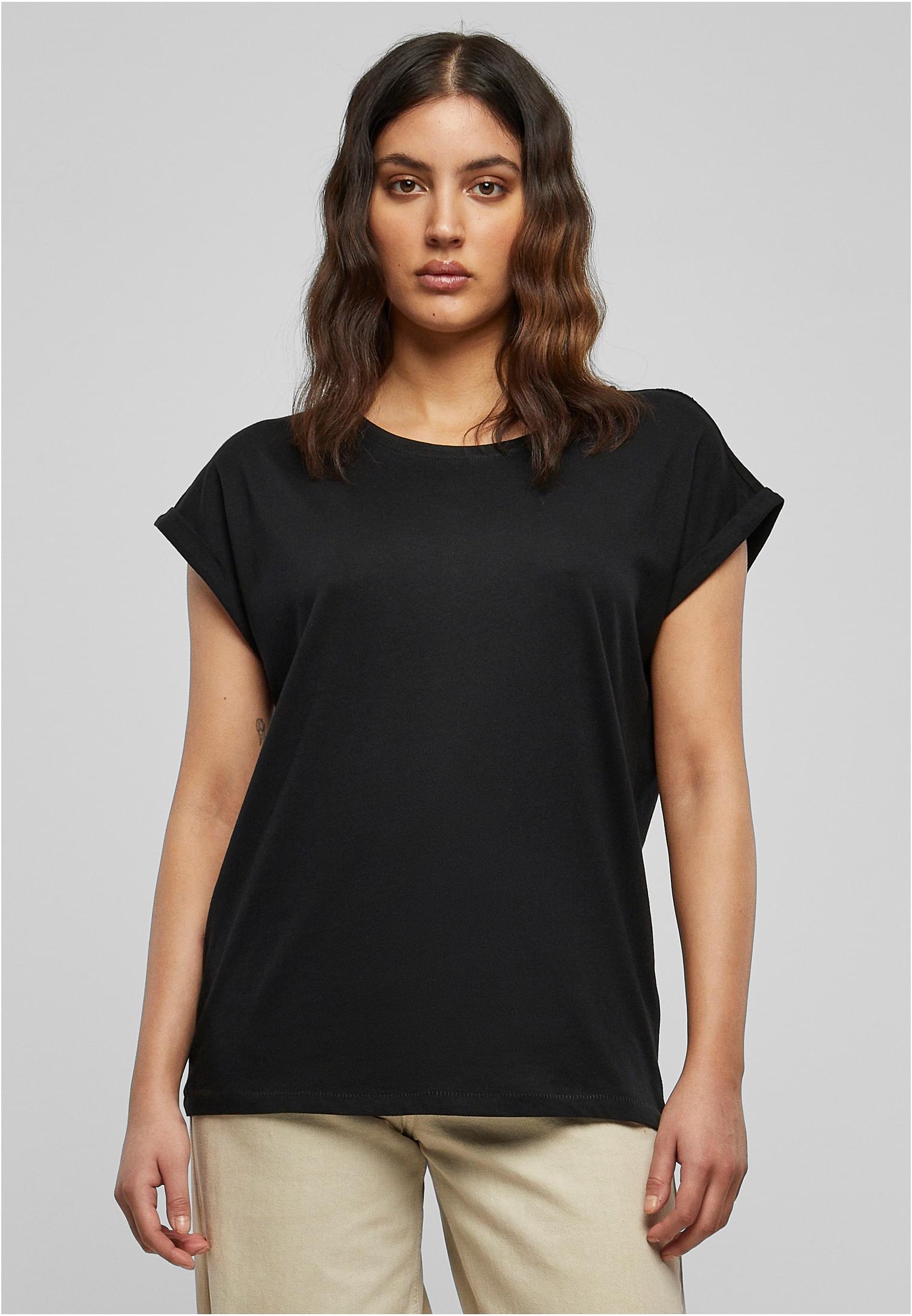 Ladies Extended Shoulder Tee 2-Pack | black+black