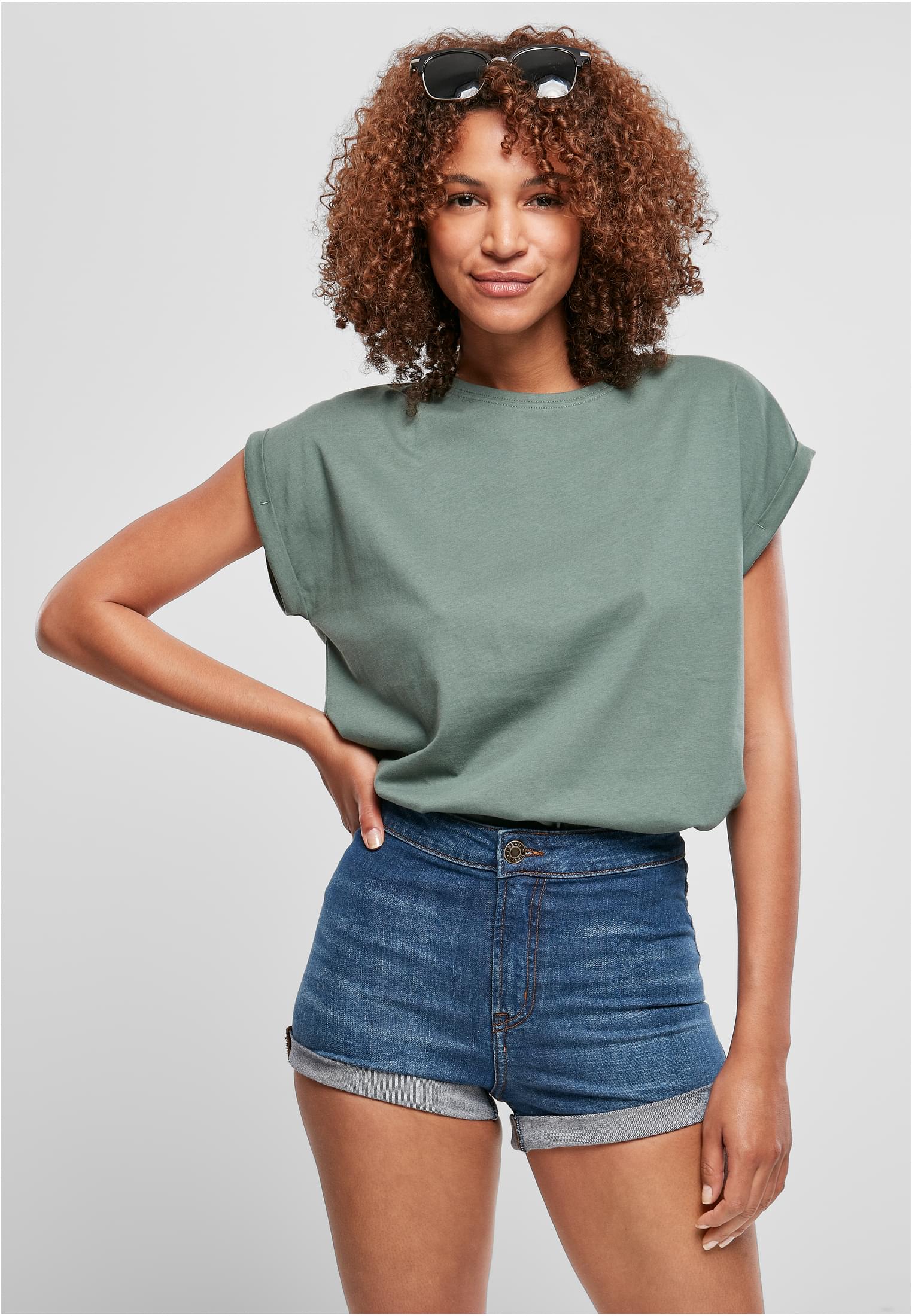 Ladies Extended Shoulder Tee 2-Pack | softtaupe+paleleaf