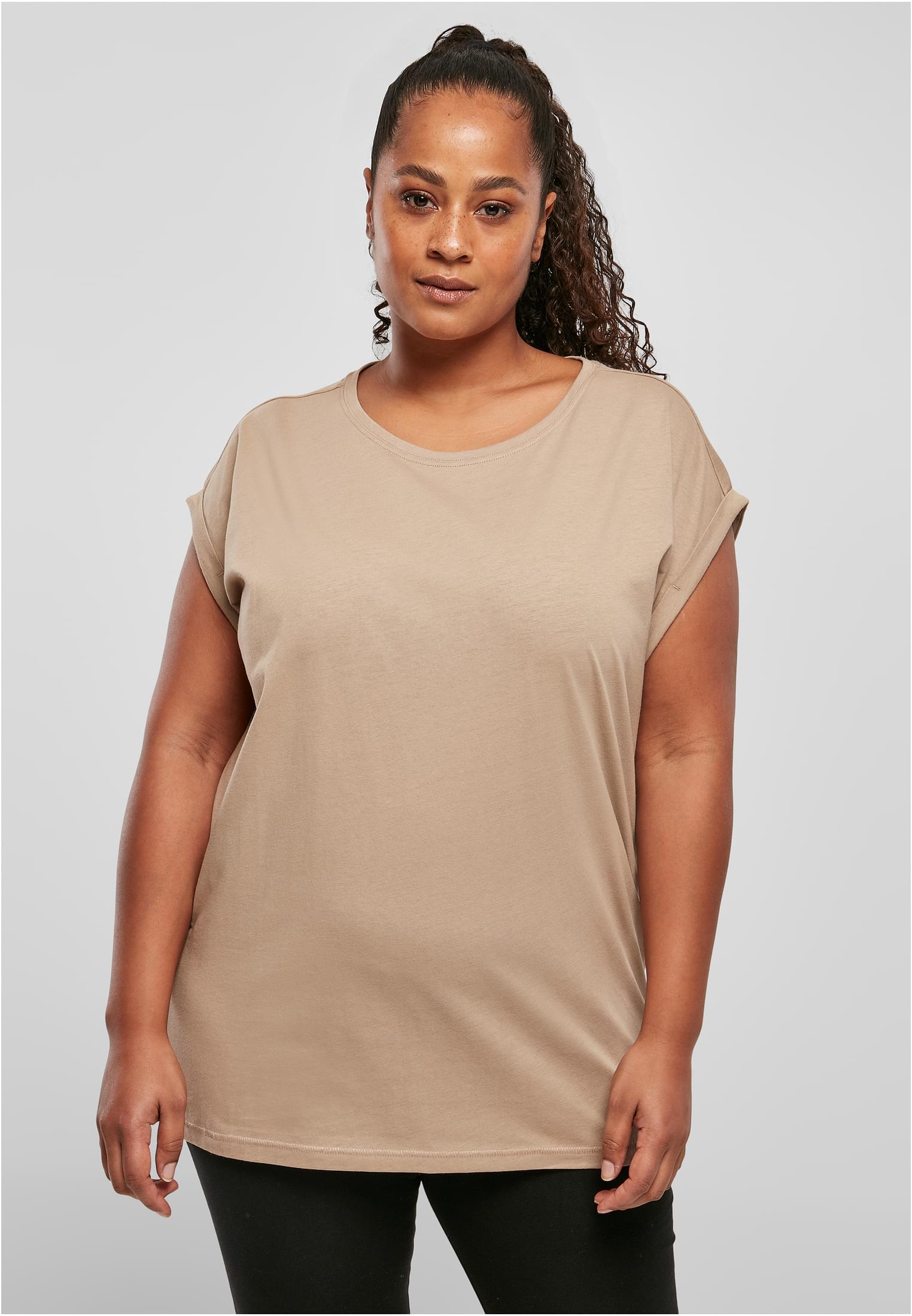 Ladies Extended Shoulder Tee 2-Pack | softtaupe+paleleaf