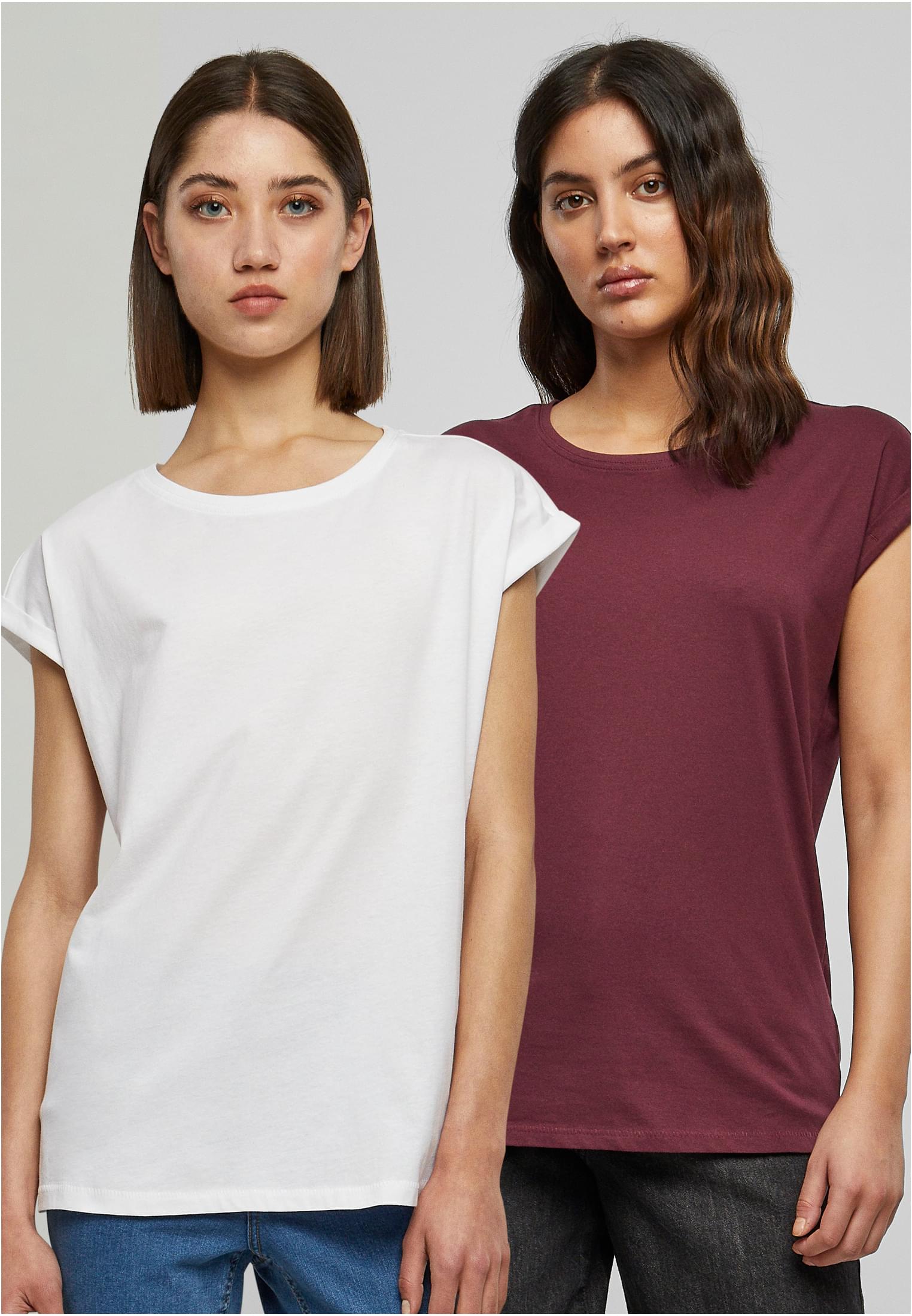 Ladies Extended Shoulder Tee 2-Pack | white+cherry