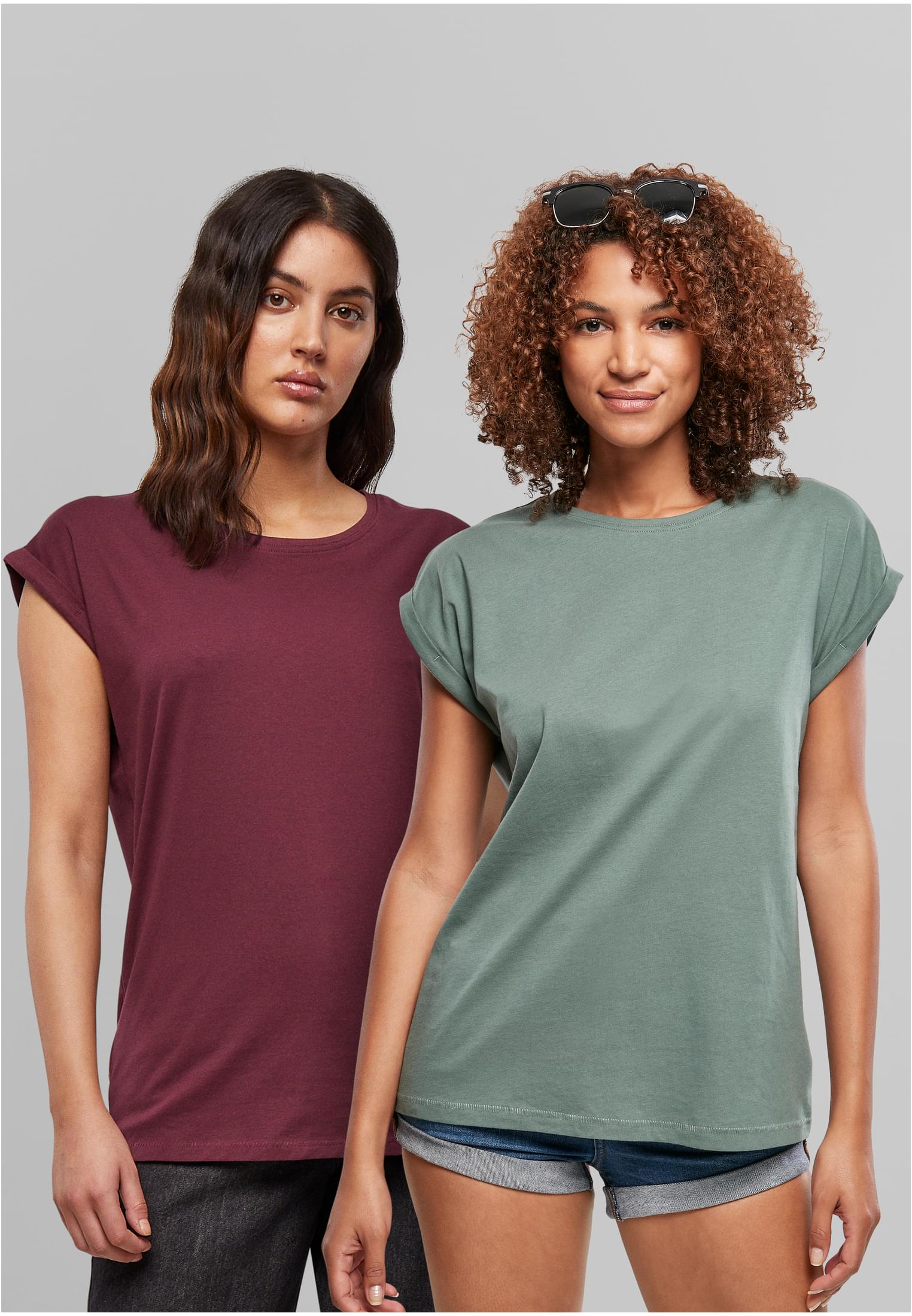 Ladies Extended Shoulder Tee 2-Pack | paleleaf+cherry