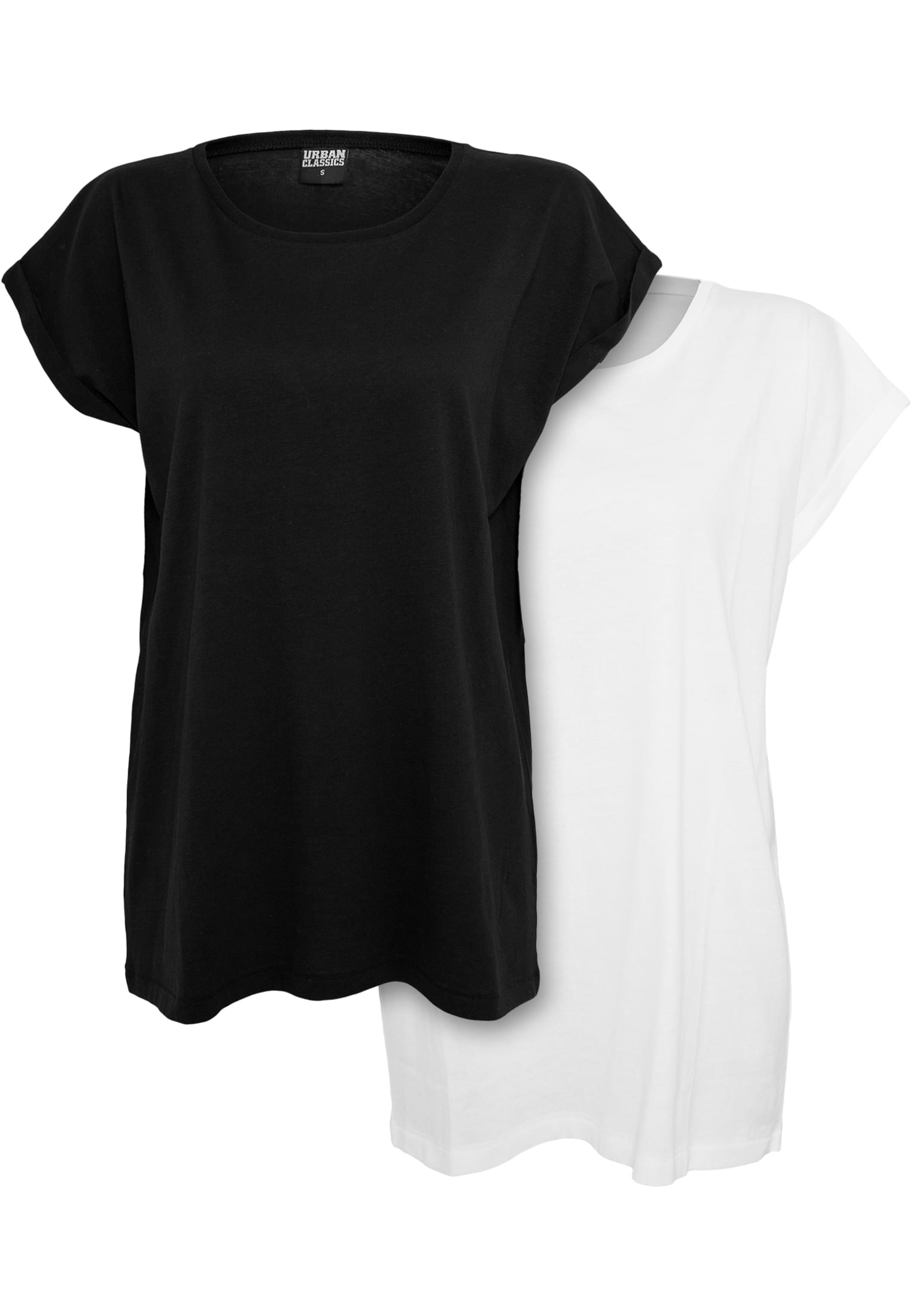 Ladies Extended Shoulder Tee 2-Pack | black/white