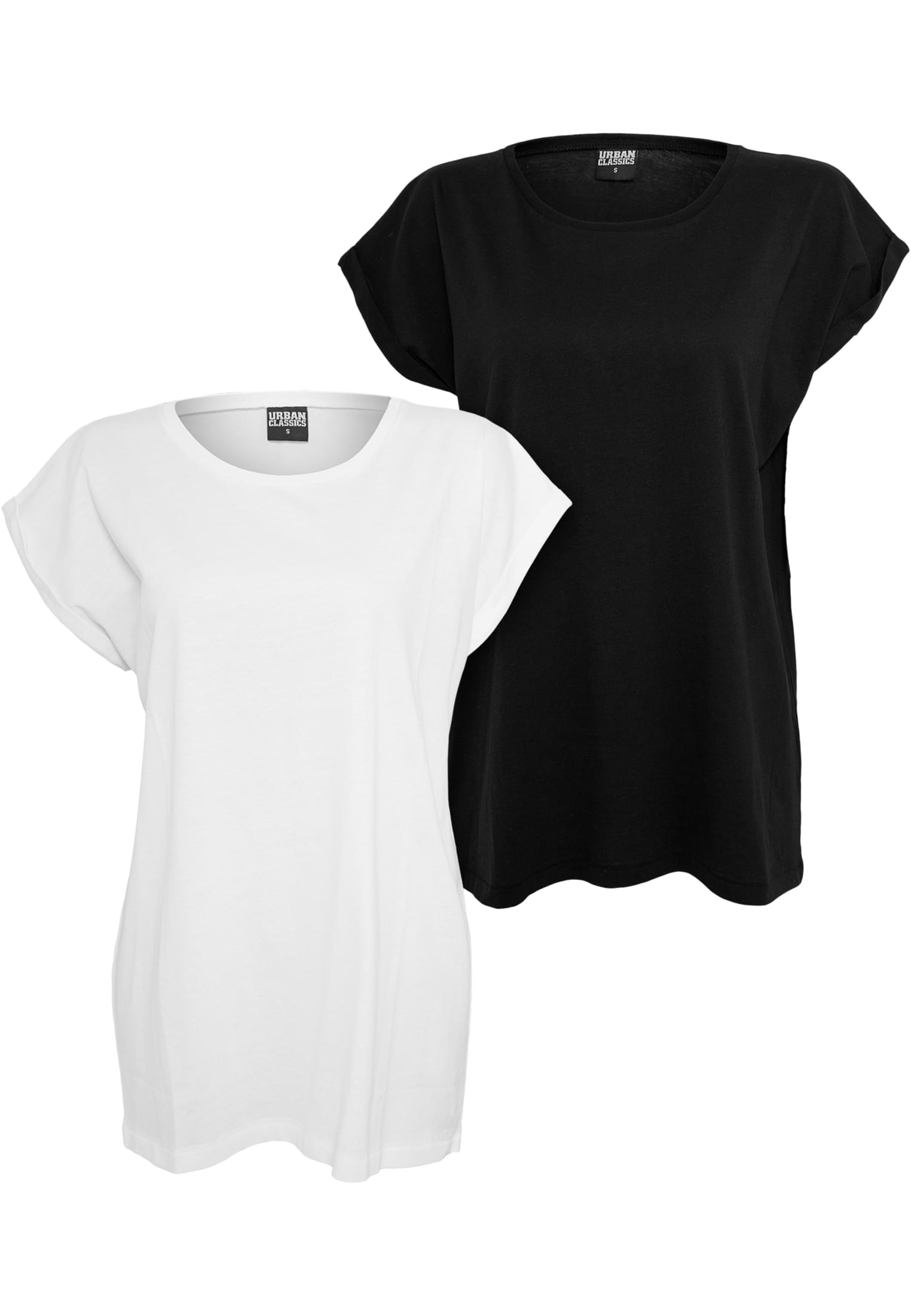 Ladies Extended Shoulder Tee 2-Pack | white+black