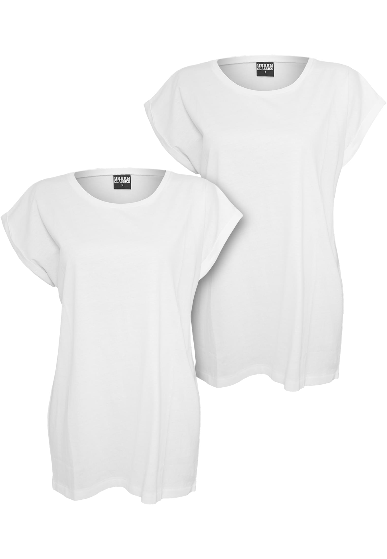 Ladies Extended Shoulder Tee 2-Pack | white+white