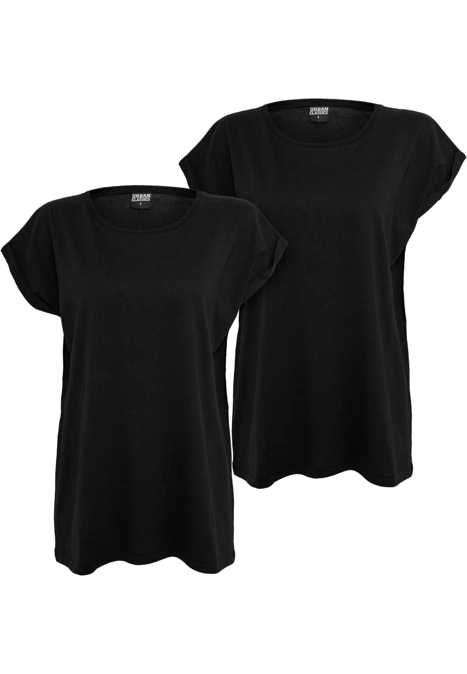 Ladies Extended Shoulder Tee 2-Pack | black+black