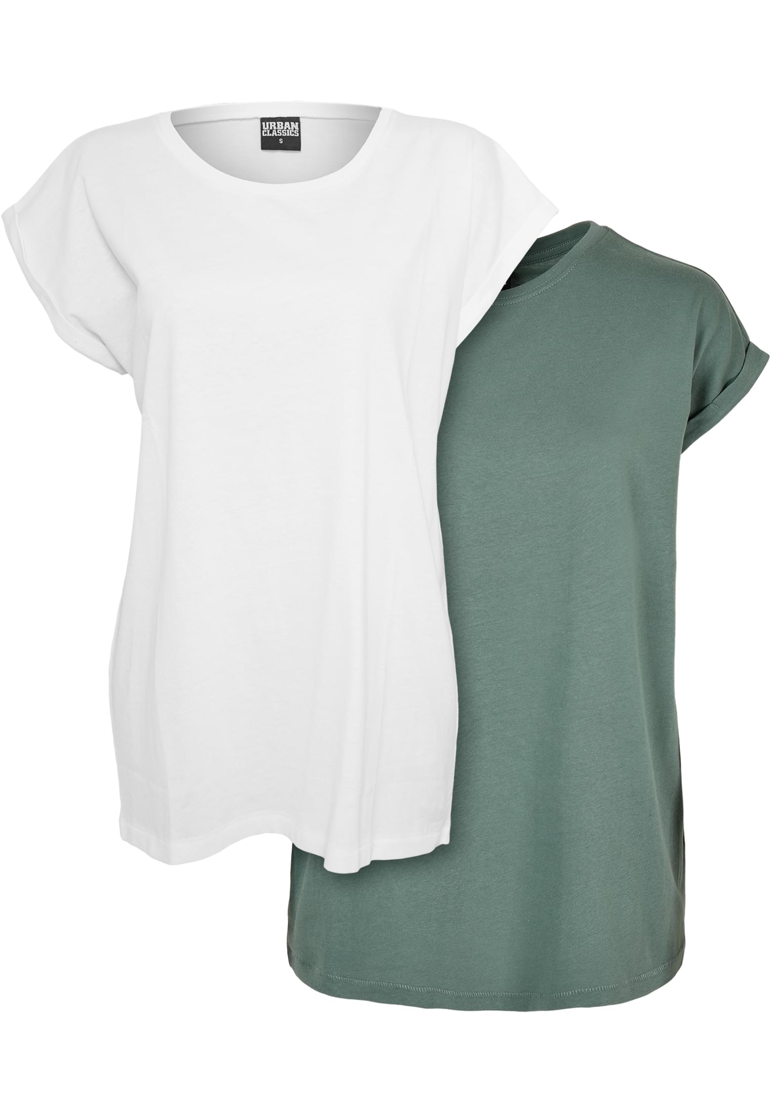 Ladies Extended Shoulder Tee 2-Pack | white+paleleaf