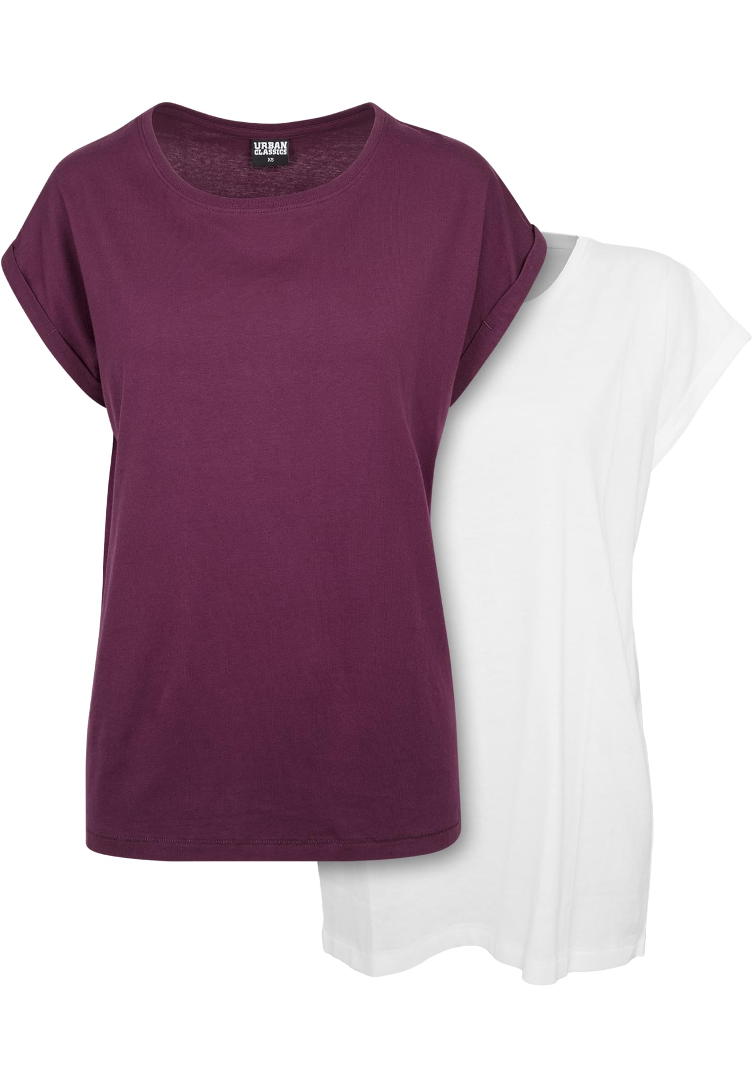 Ladies Extended Shoulder Tee 2-Pack | white+cherry