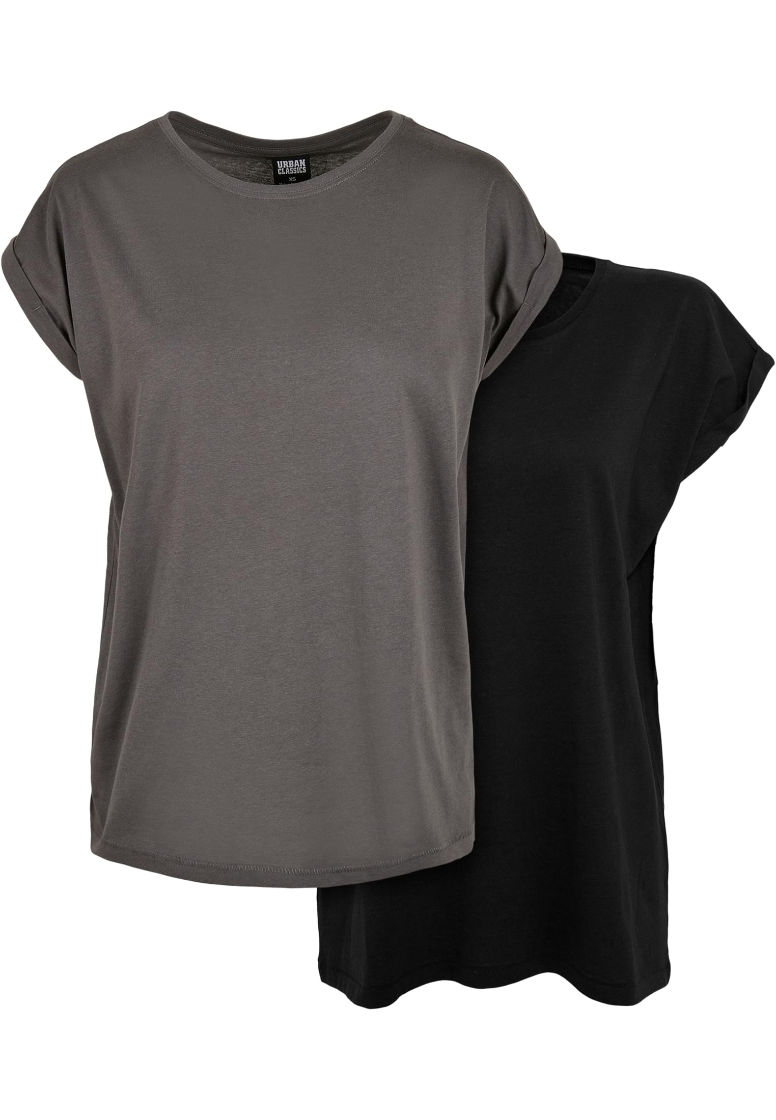 Ladies Extended Shoulder Tee 2-Pack | darkshadow+black