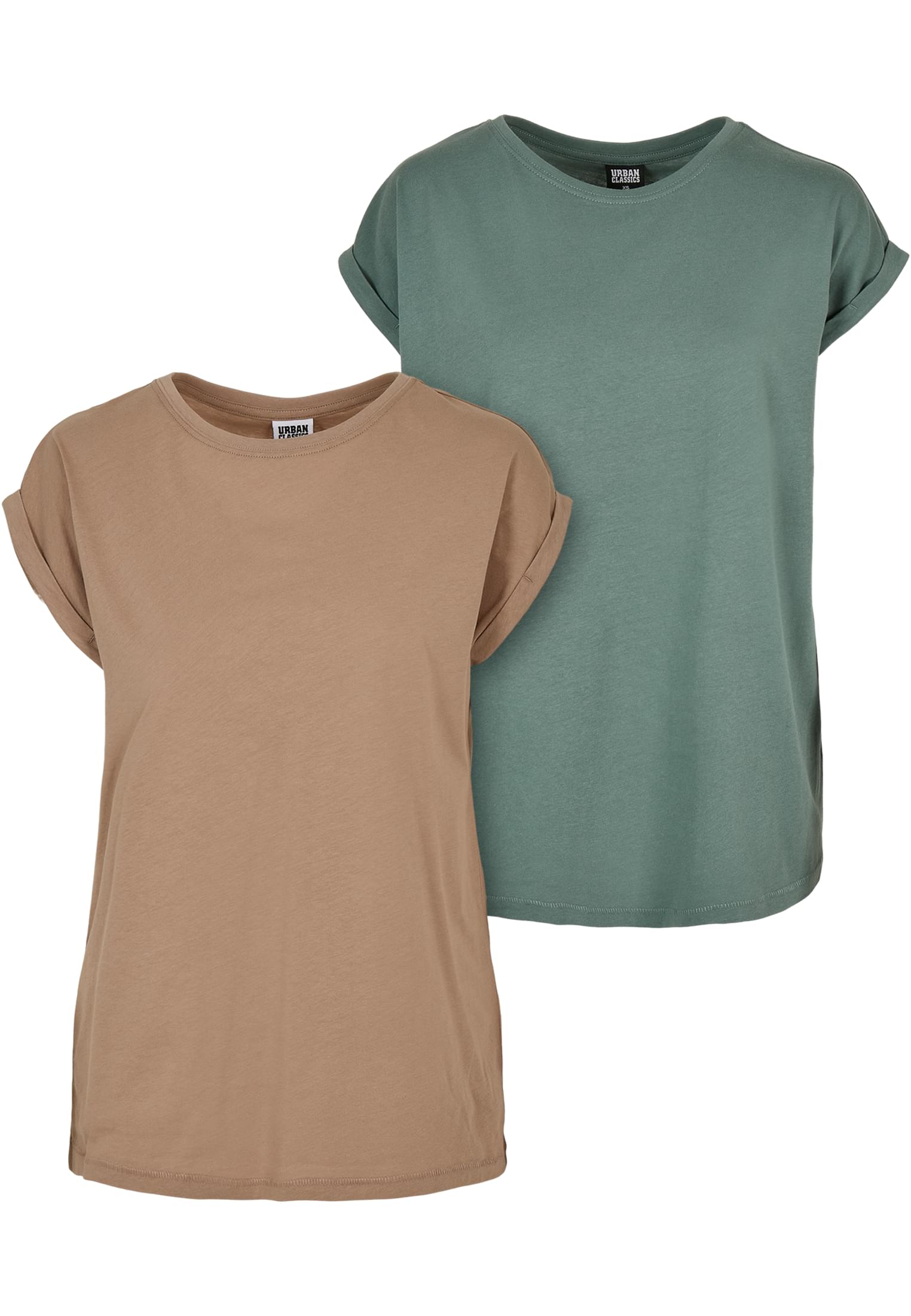 Ladies Extended Shoulder Tee 2-Pack | softtaupe+paleleaf