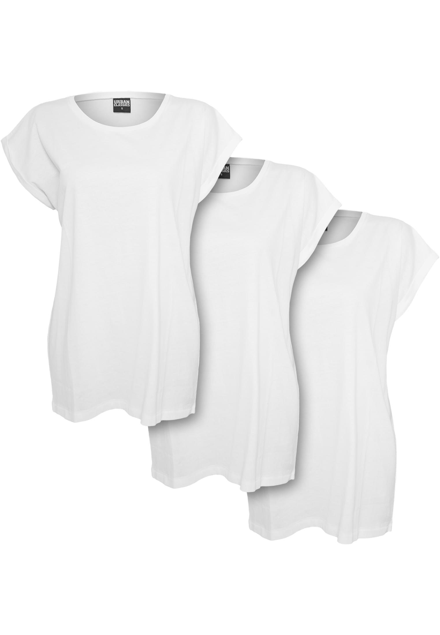 Ladies Extended Shoulder Tee 3-Pack | white+white+white