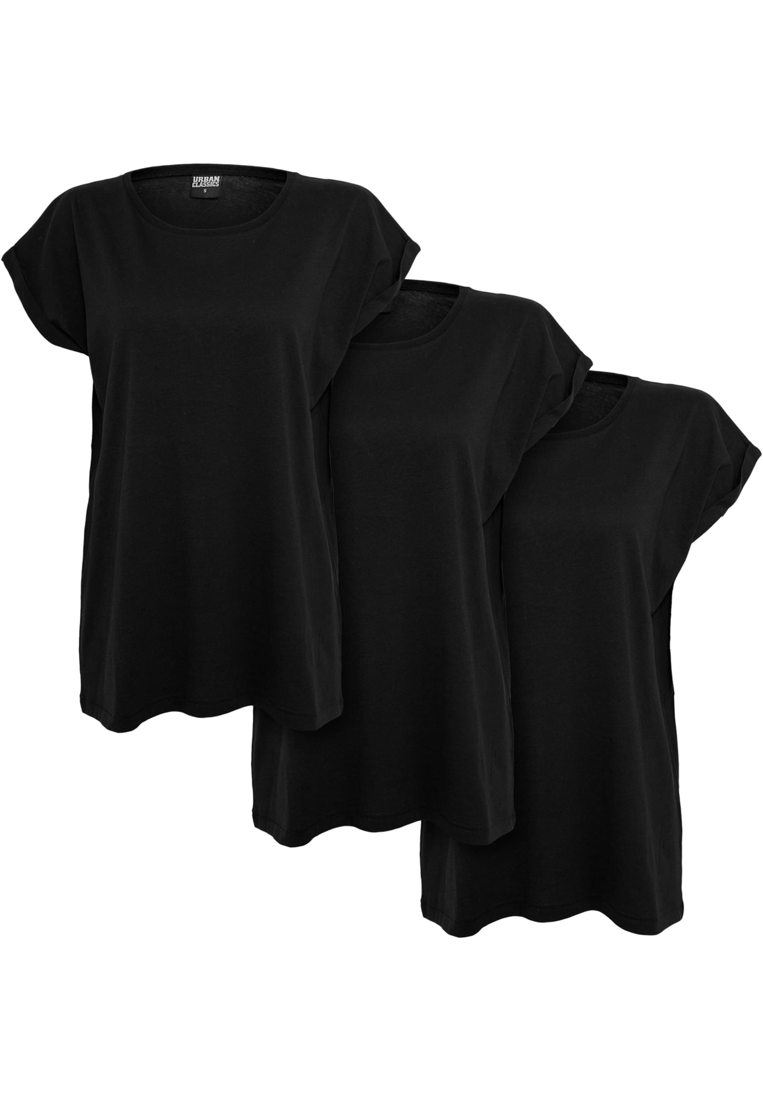 Ladies Extended Shoulder Tee 3-Pack | black+black+black