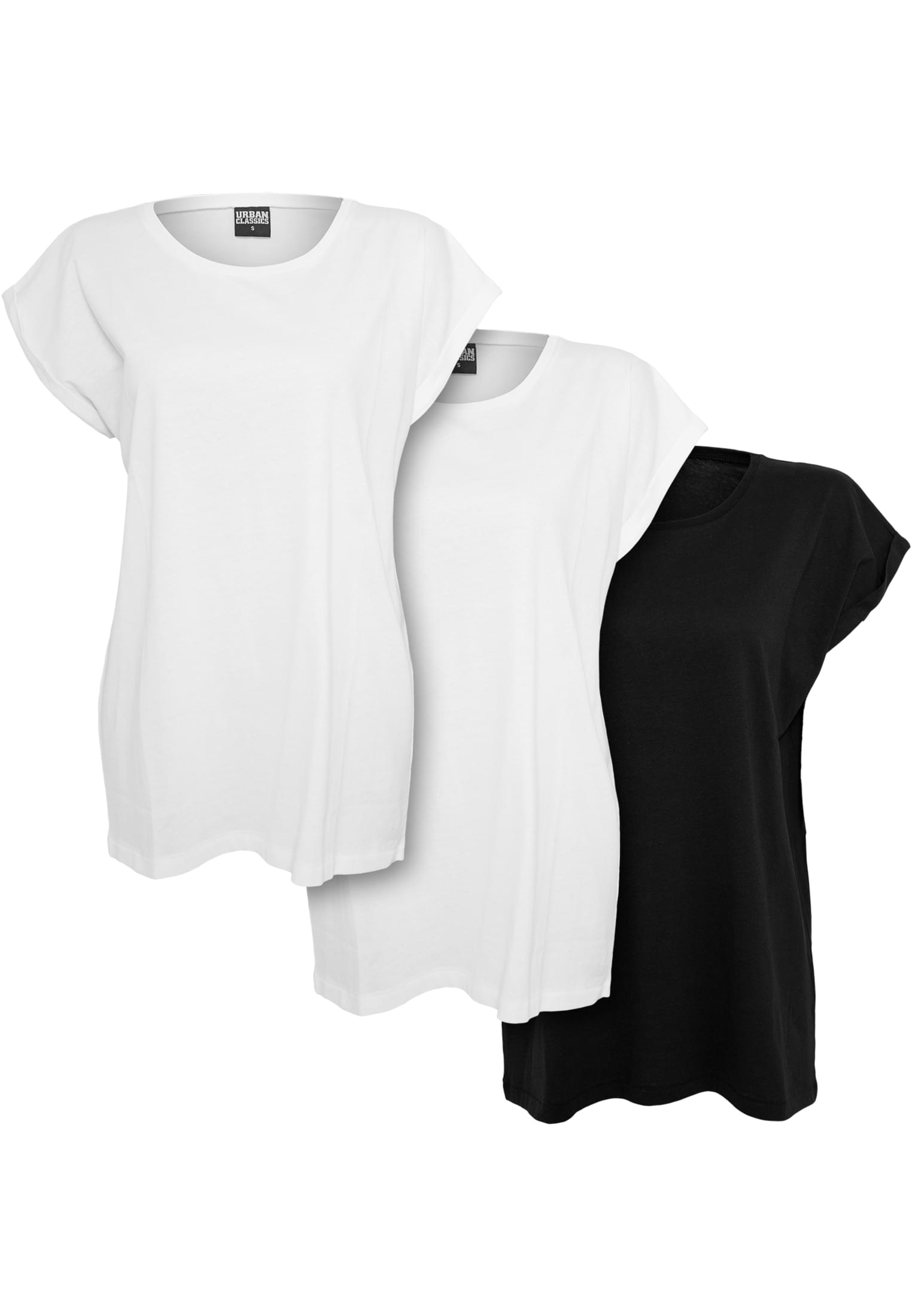 Ladies Extended Shoulder Tee 3-Pack | white+white+black