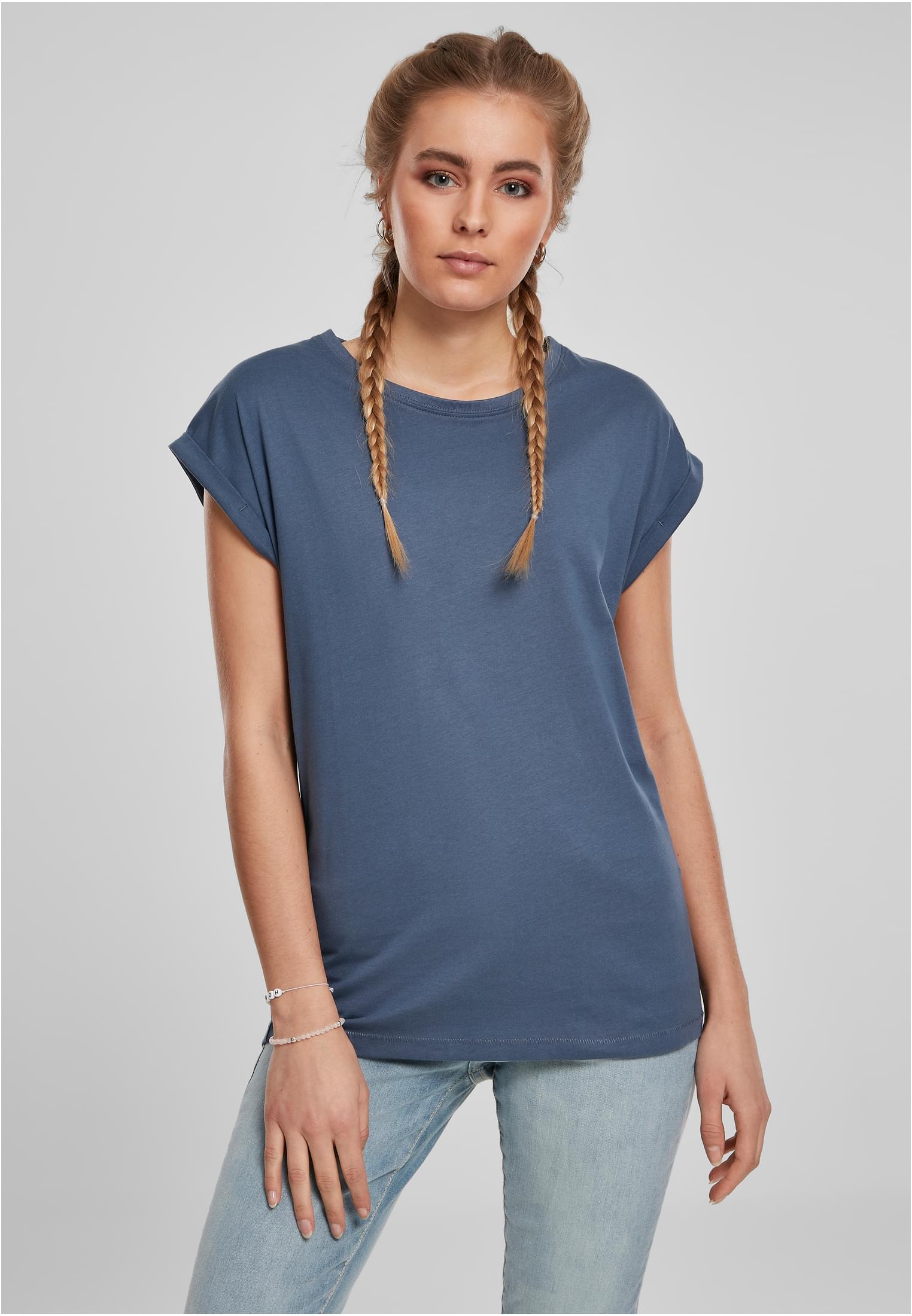 Ladies Extended Shoulder Tee Dunkel