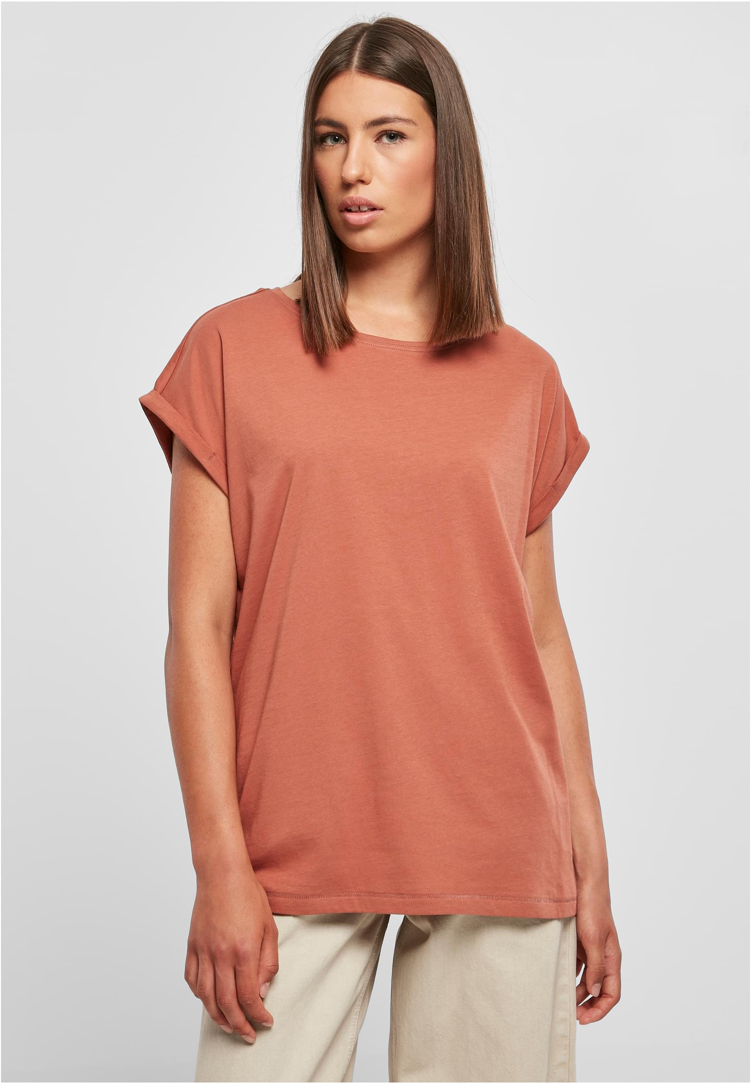 Ladies Extended Shoulder Tee Dunkel