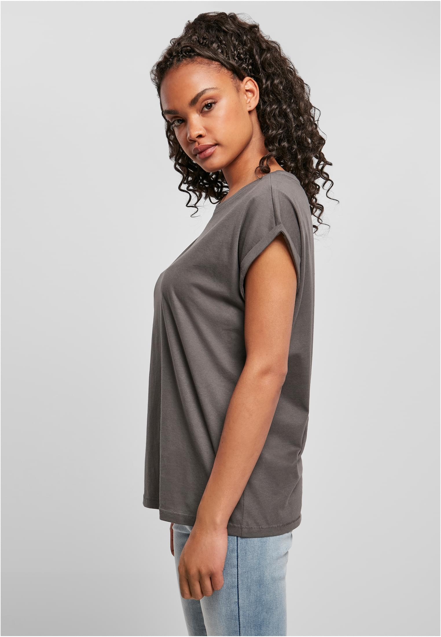 Ladies Extended Shoulder Tee Dunkel