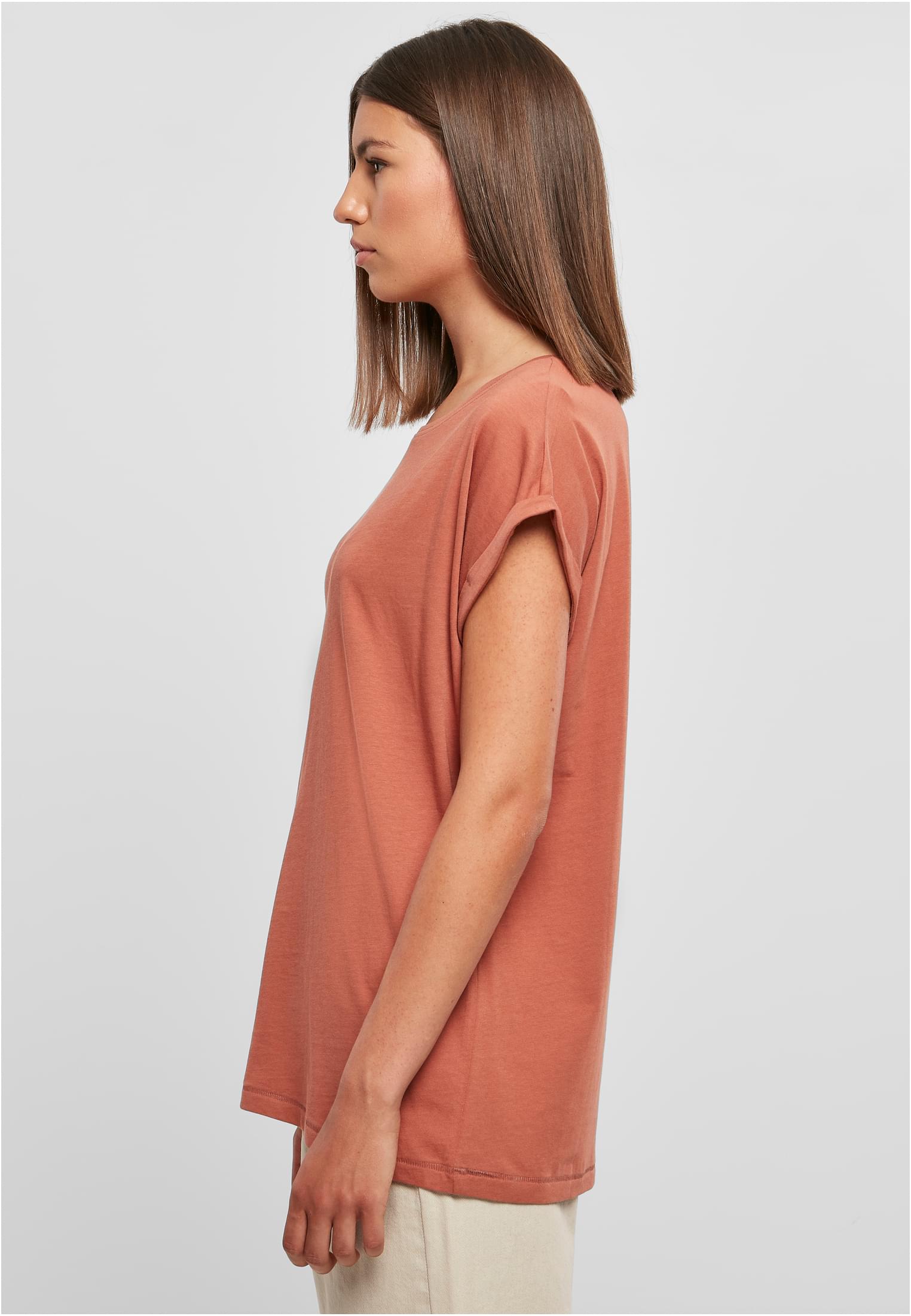 Ladies Extended Shoulder Tee Dunkel