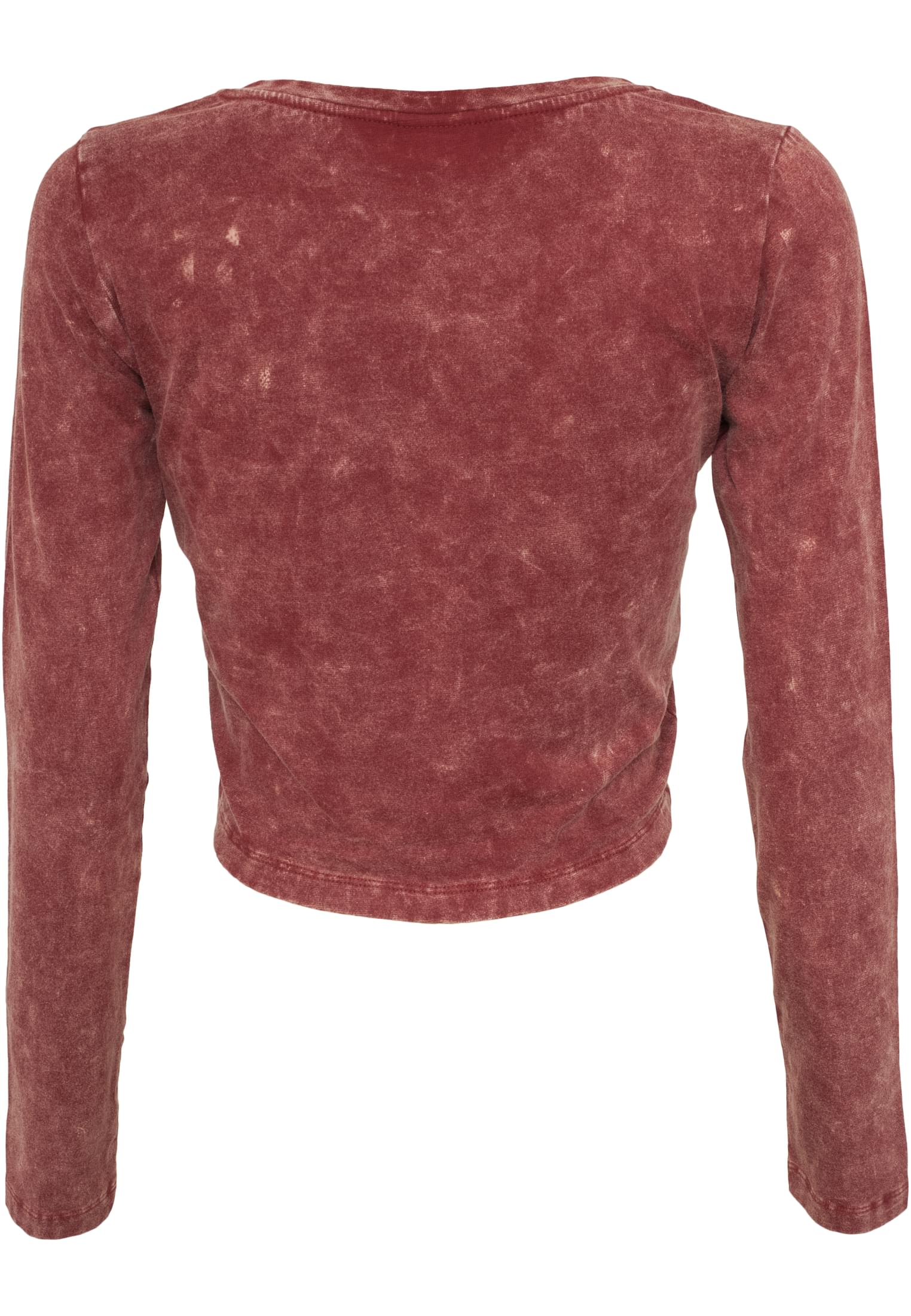 Ladies Cropped Acid Wash L/S | burgundy