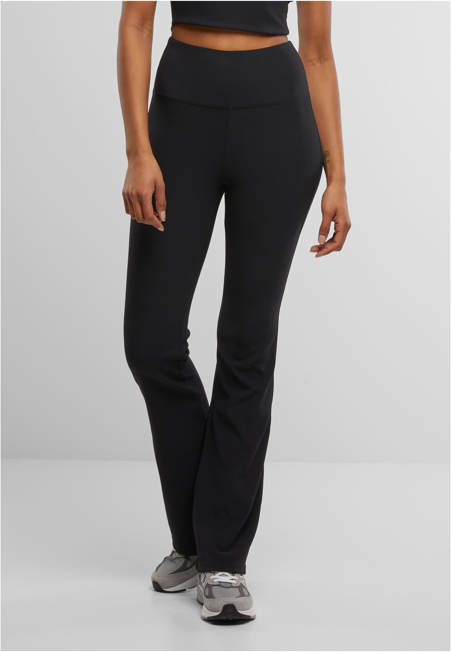 Ladies Flared Leggings Rib | black