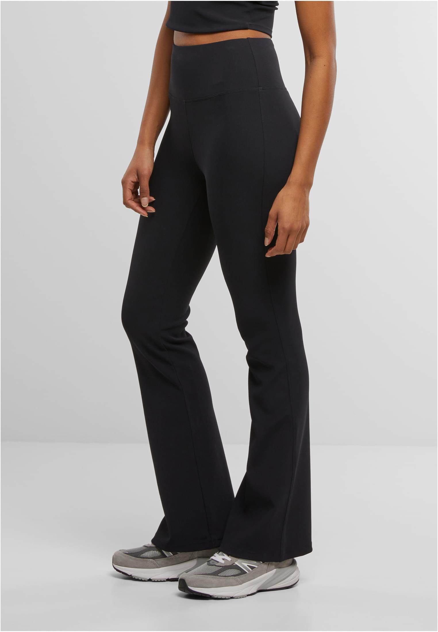 Ladies Flared Leggings Rib | black