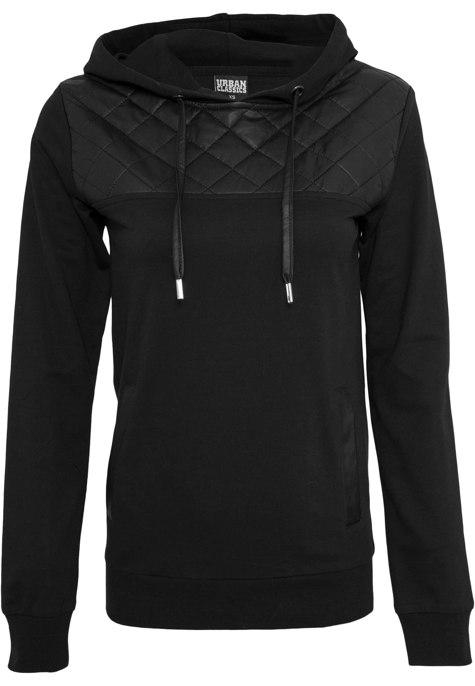 Ladies Leather Imitation Shoulder Hoody | black