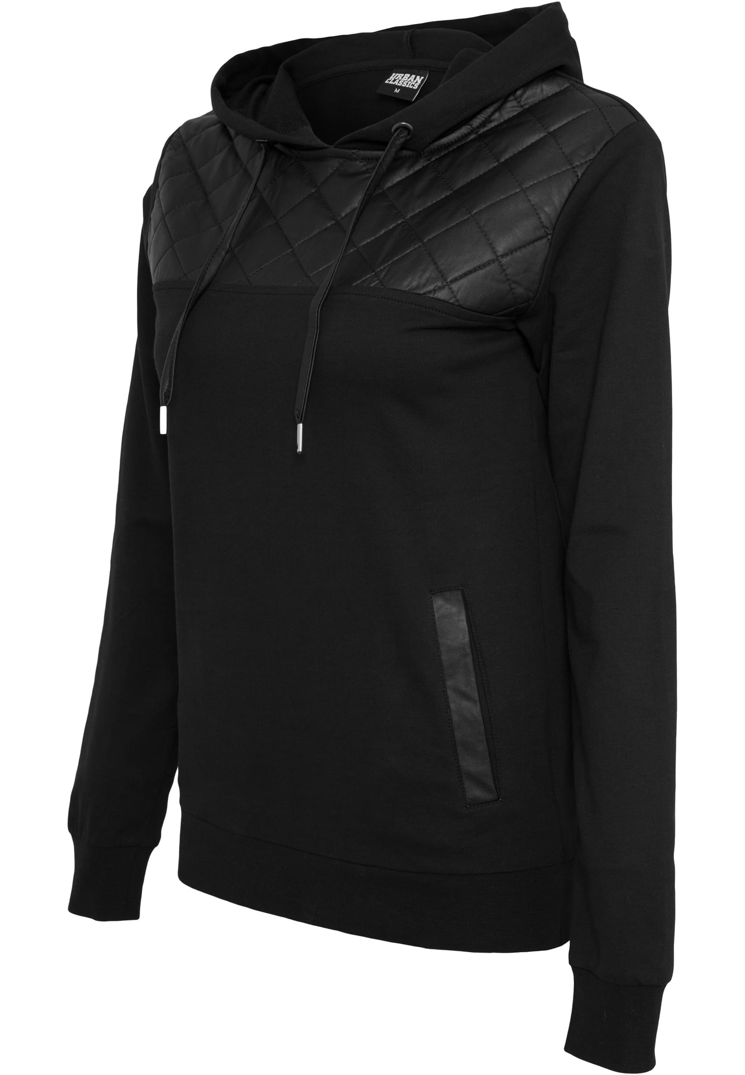 Ladies Leather Imitation Shoulder Hoody | black