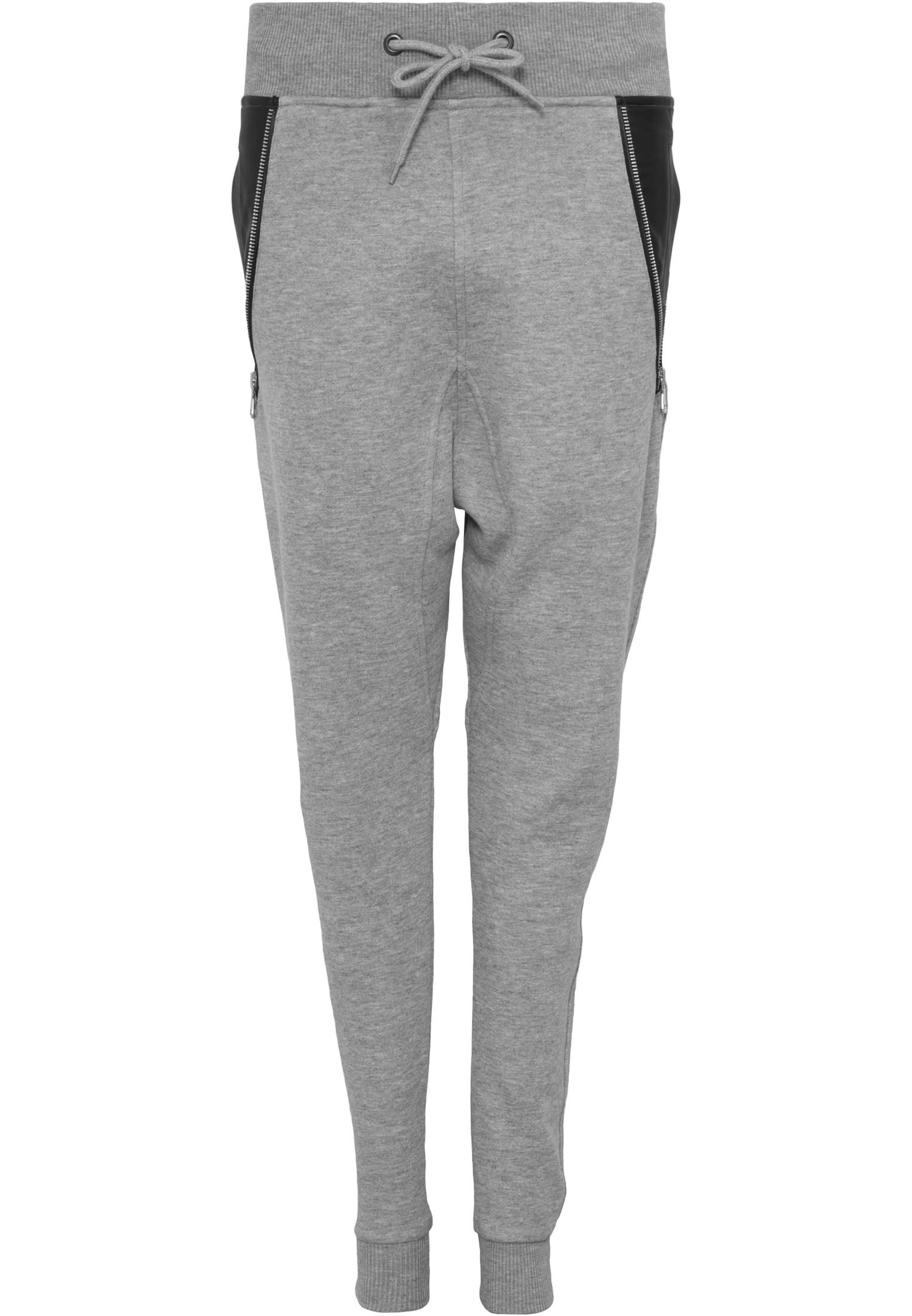 Ladies Side Zip Synthetic Leather Pocket Sweatpant | grey