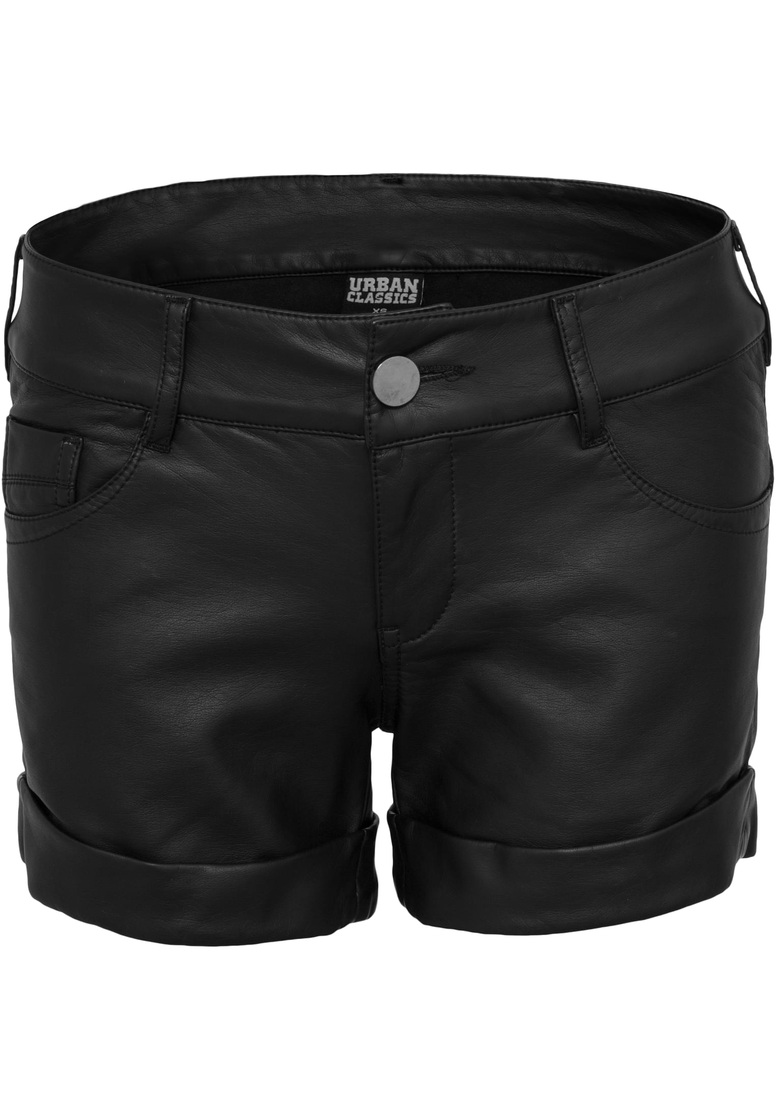 Ladies Imitation Leather Hot Shorts | black