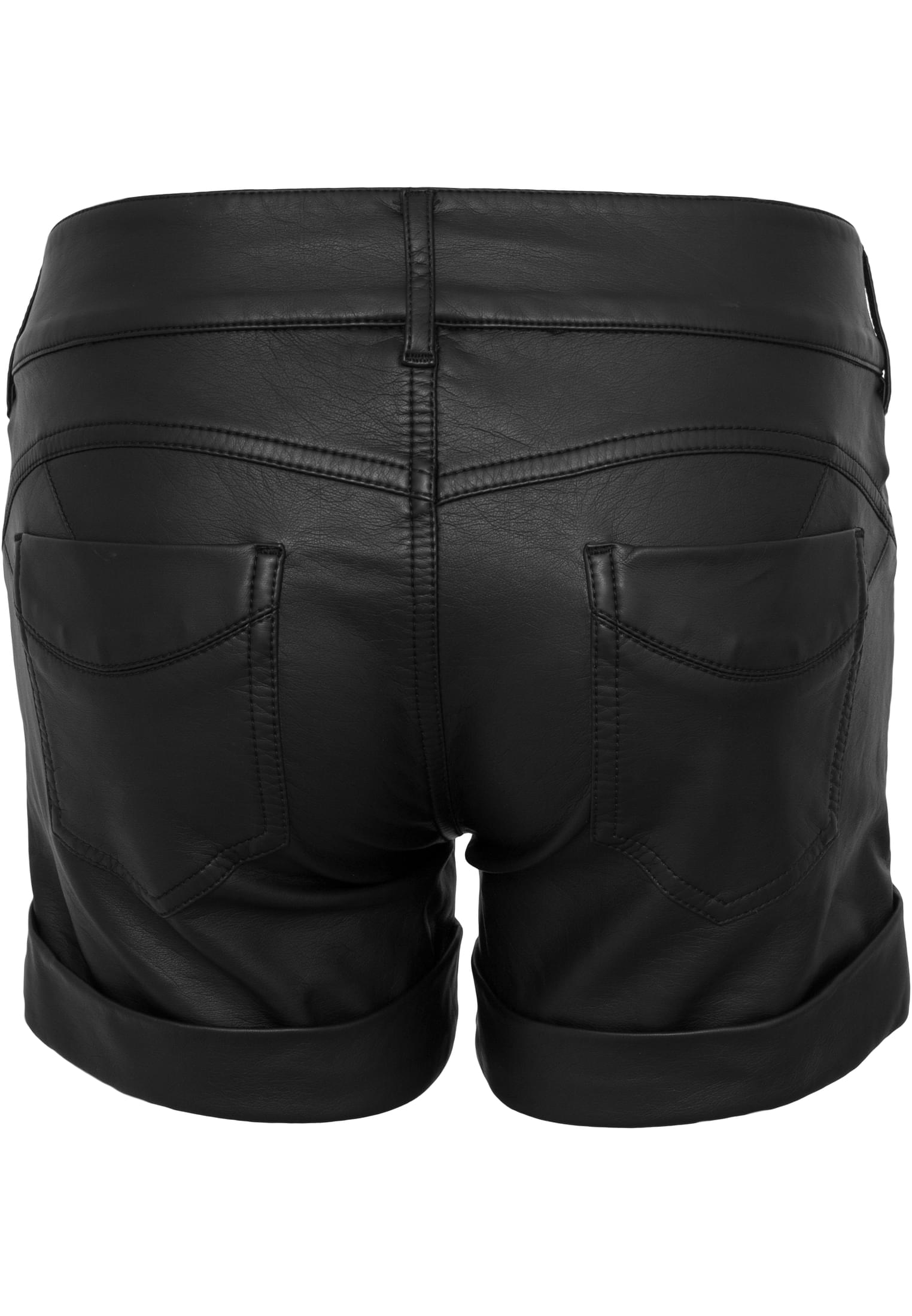 Ladies Imitation Leather Hot Shorts | black