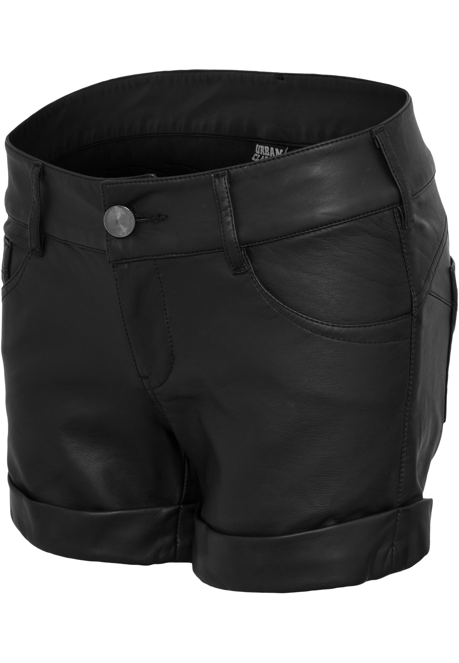 Ladies Imitation Leather Hot Shorts | black