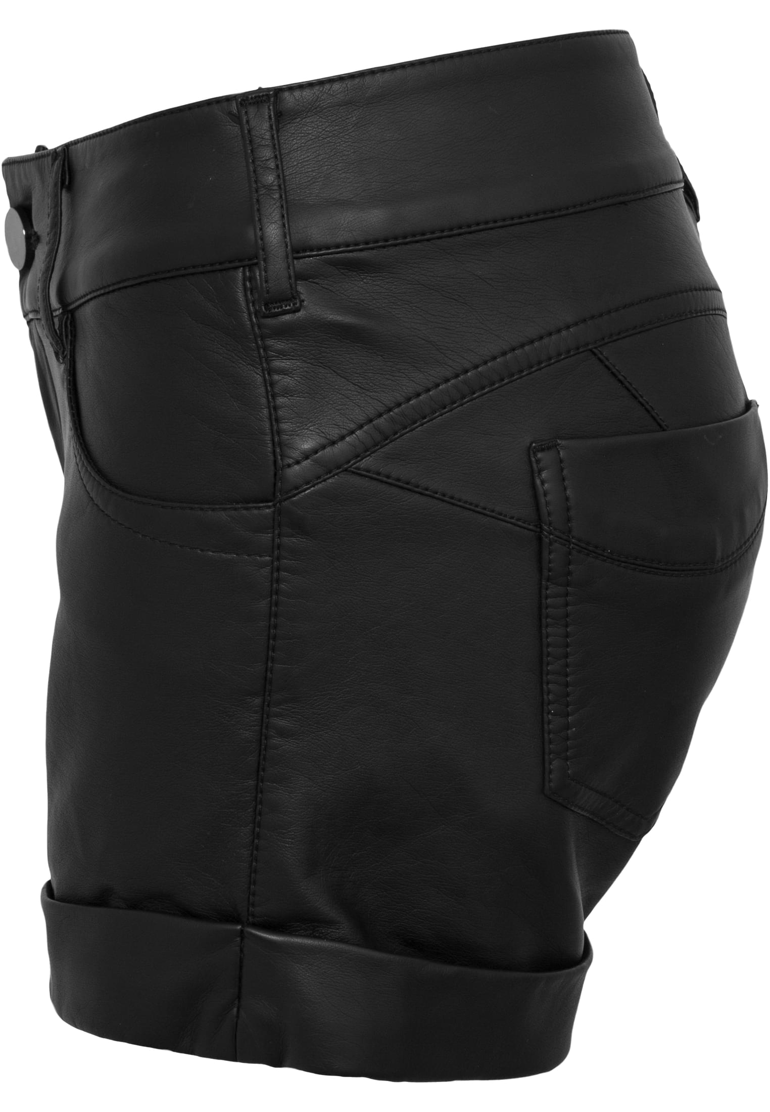 Ladies Imitation Leather Hot Shorts | black