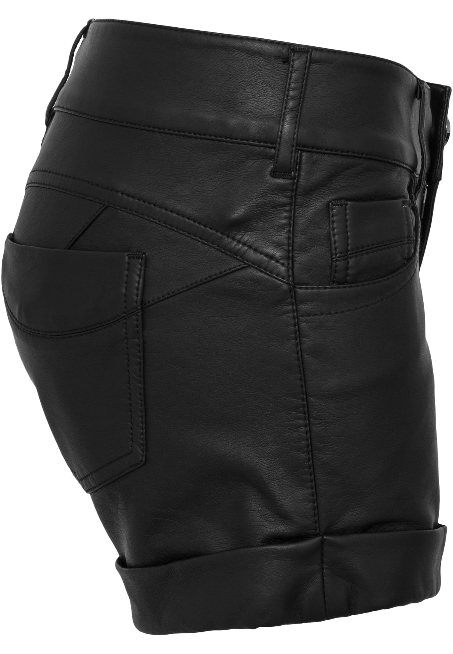 Ladies Imitation Leather Hot Shorts | black