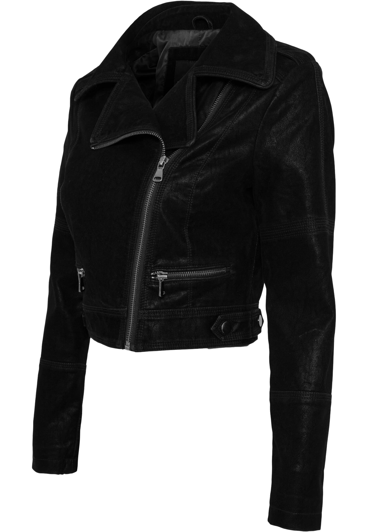 Ladies Short Biker Jacket | black