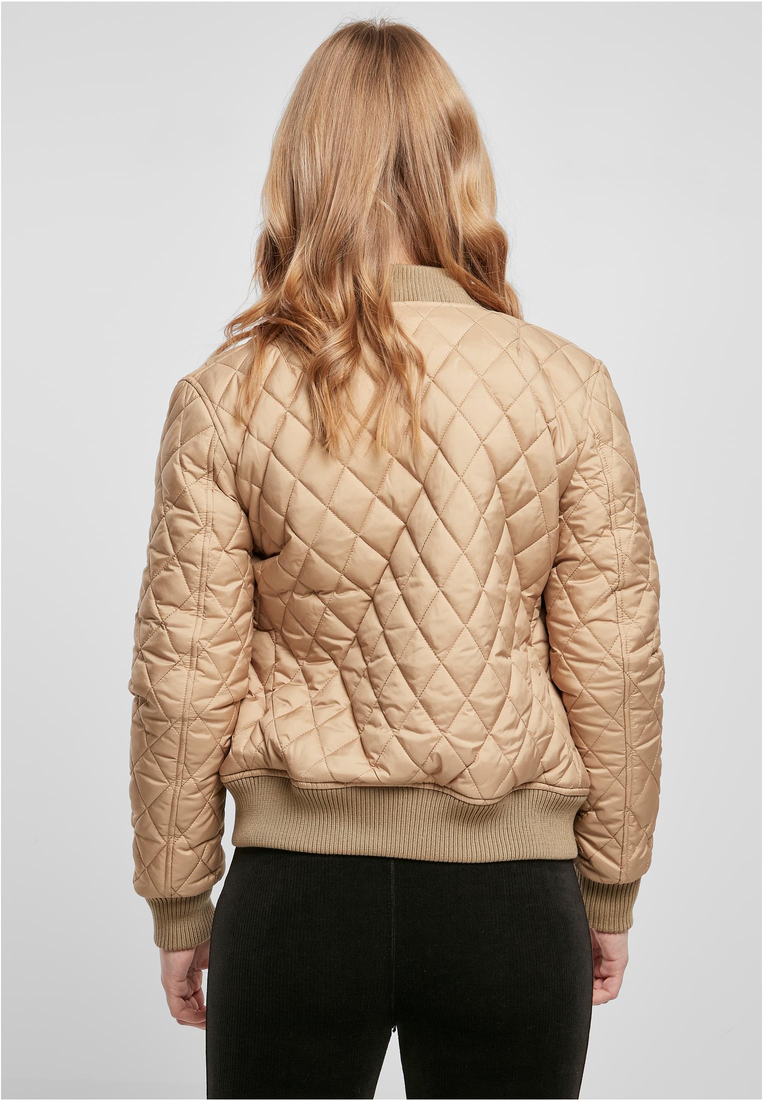 Ladies Diamond Quilt Nylon Jacket | unionbeige